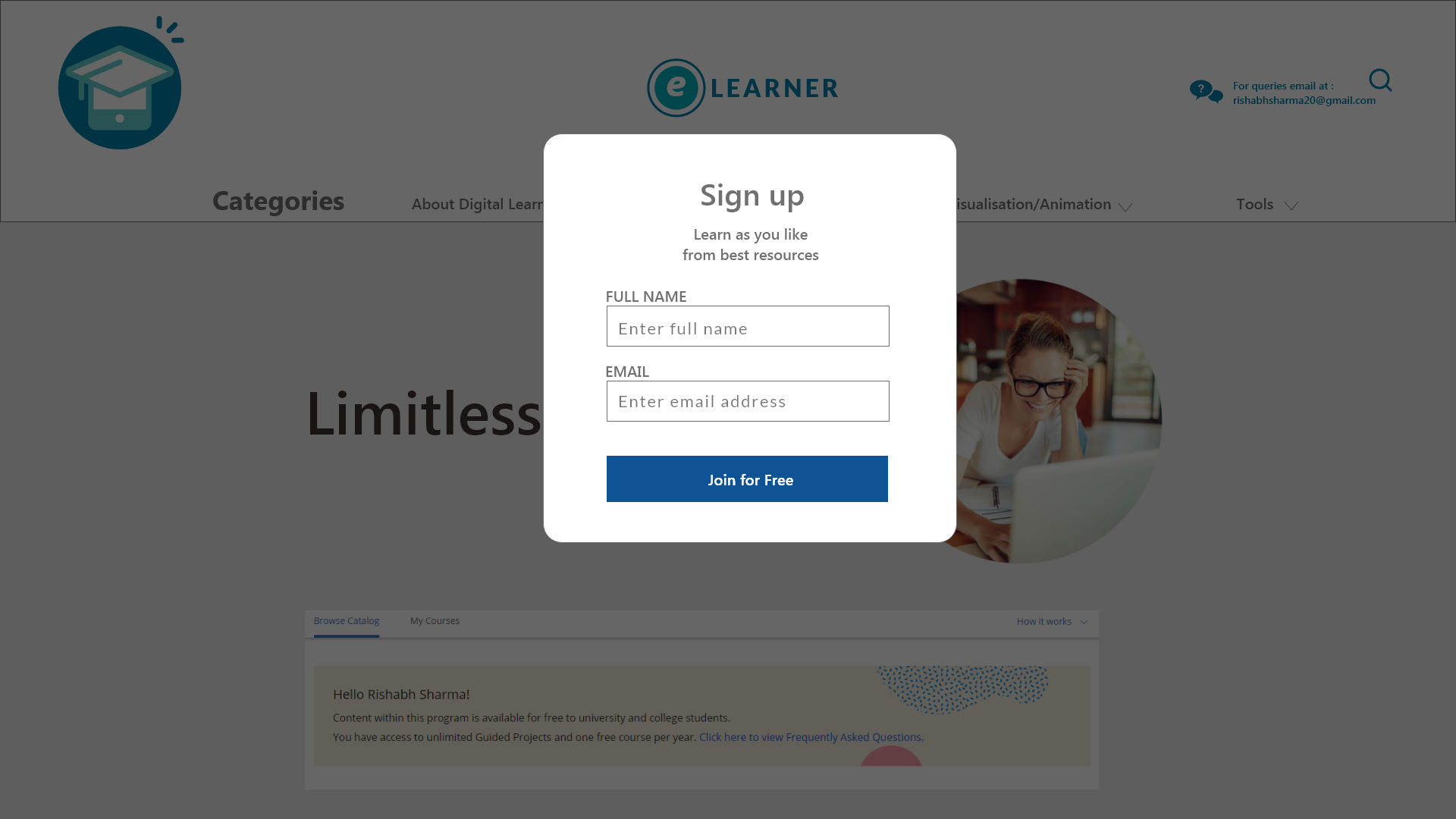 Sign up page