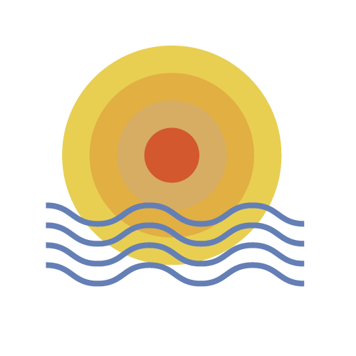 Drew water in waves in Illustrator with sun layers