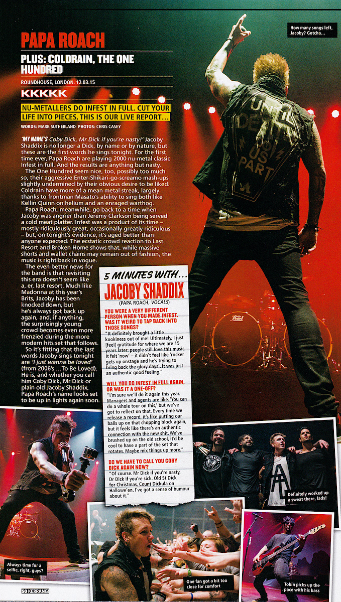 Papa Roach - Kerrang! Live Review - 2015