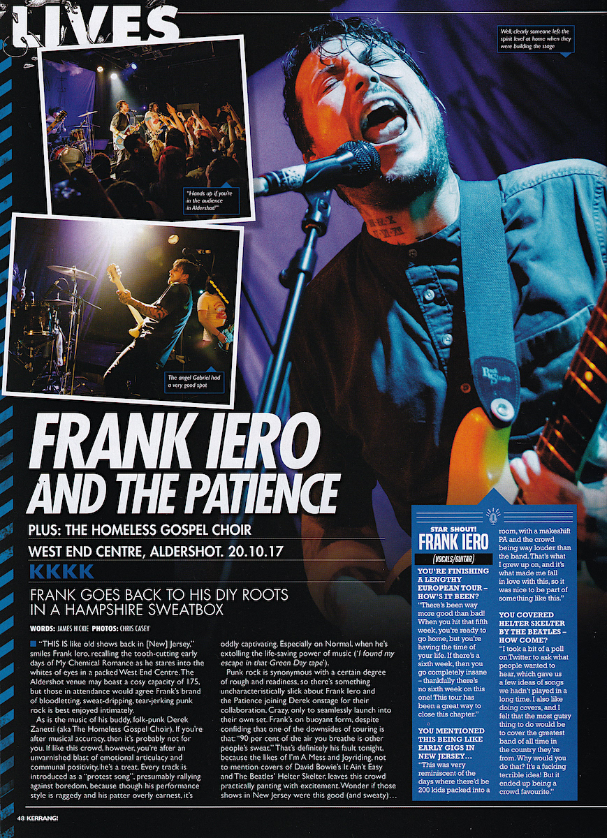 Frank Iero and the Patience - Kerrang! Live Review - 2017
