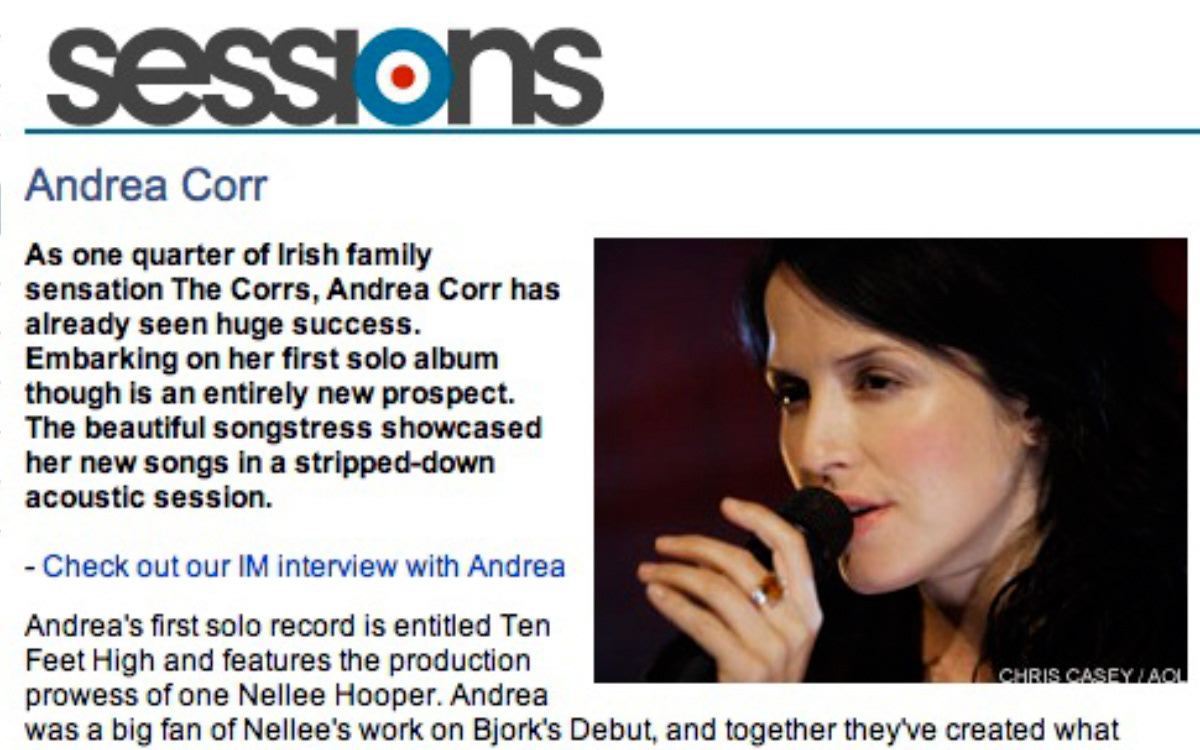 Andrea Corr - AOL Sessions Website - 2007
