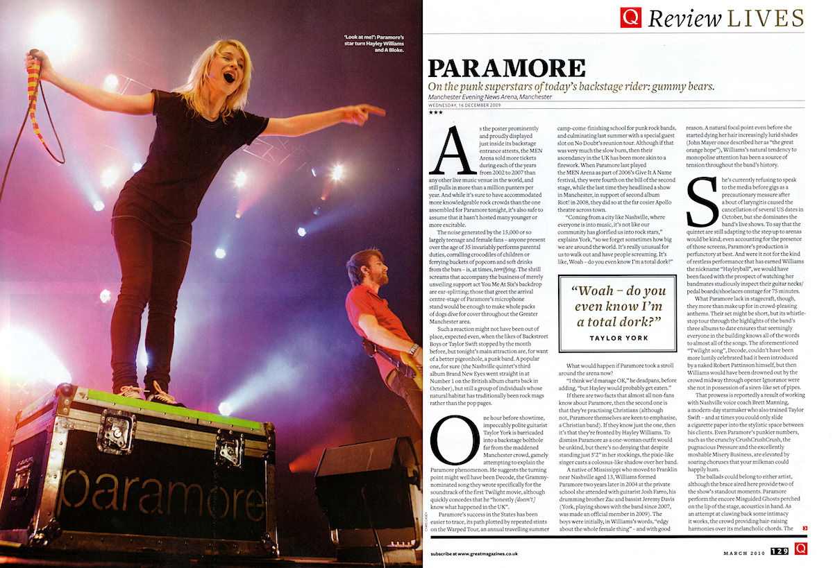 Paramore - Q Live Review - 2009