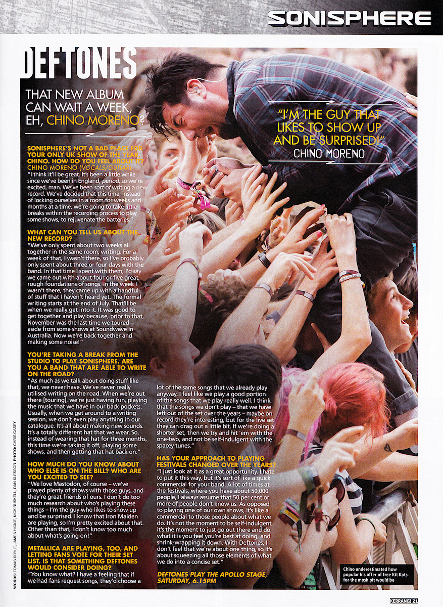 Deftones - Kerrang! Feature - 2014