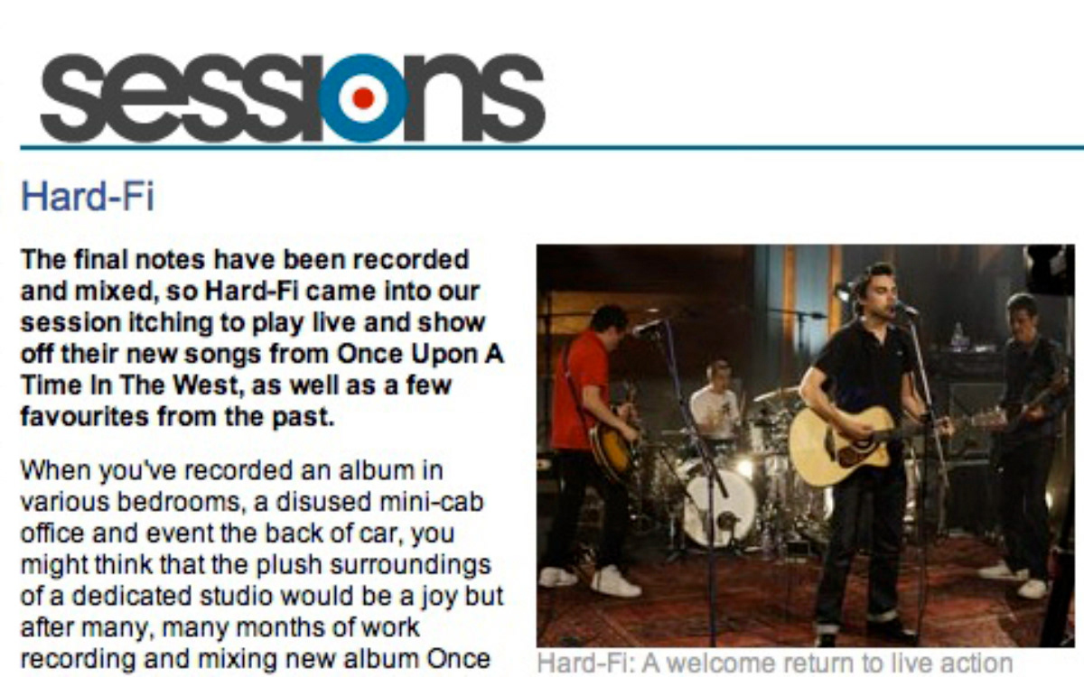 Hard-Fi - AOL Sessions Website - 2007