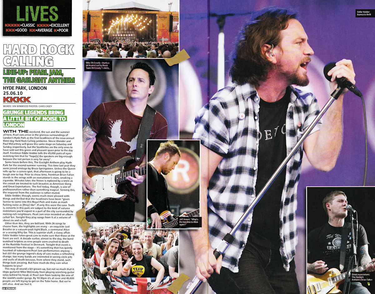 Pearl Jam - Kerrang! Live Review - 2010
