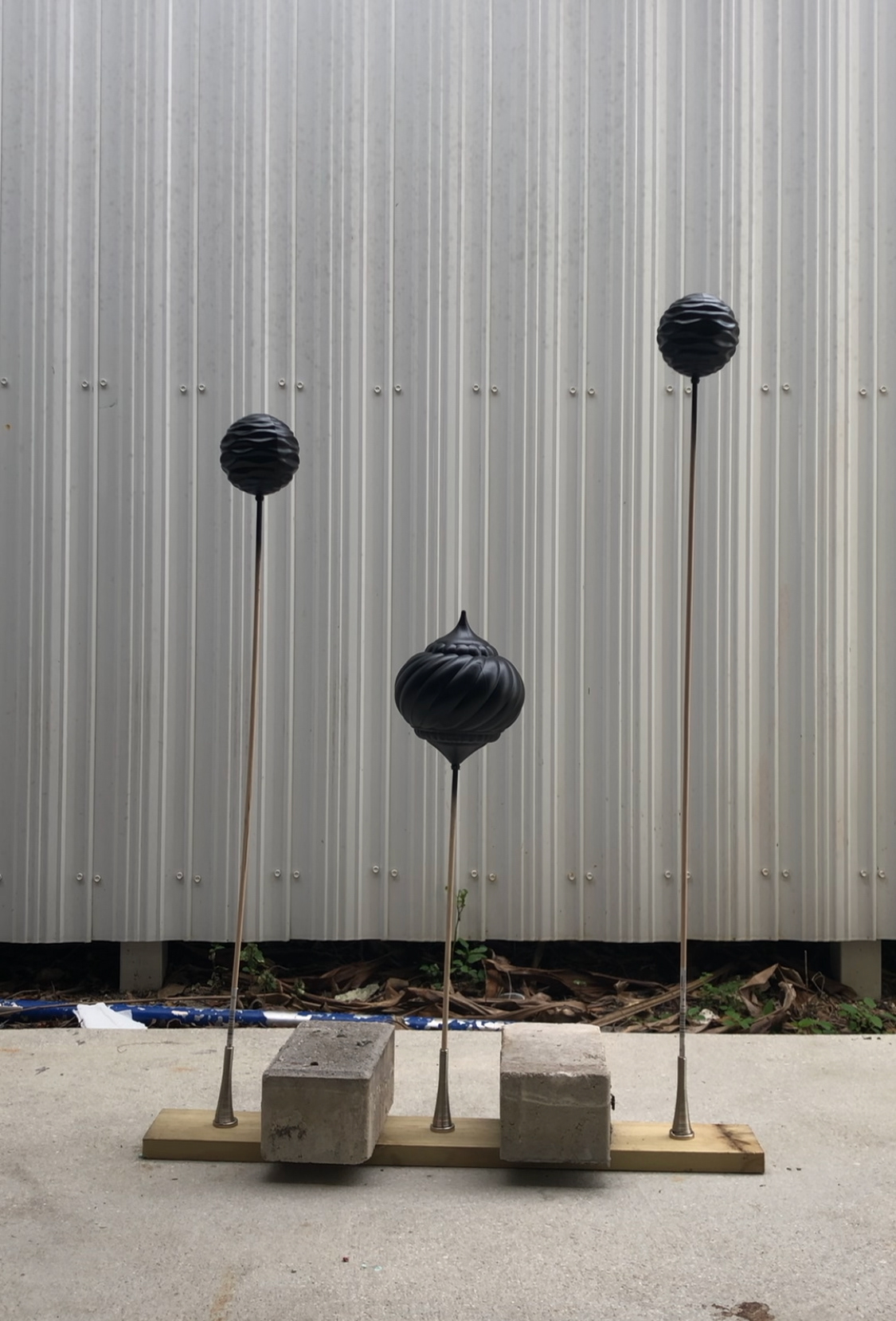 Individual Sound Sculpture Wood, Christmas Ornaments, Spray Paint, Brick, Spring Door Stop 21" x 29 1/2"