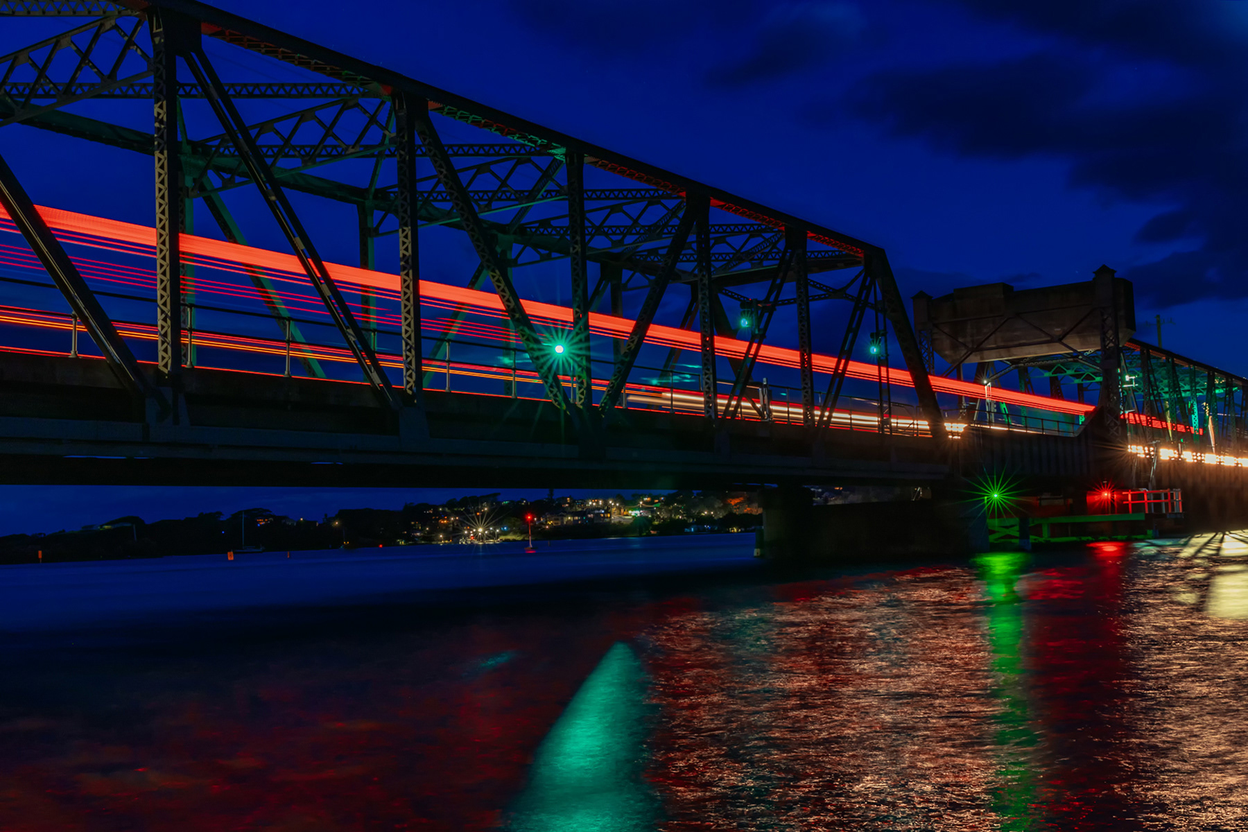 Narooma Bridge Truck trails by night