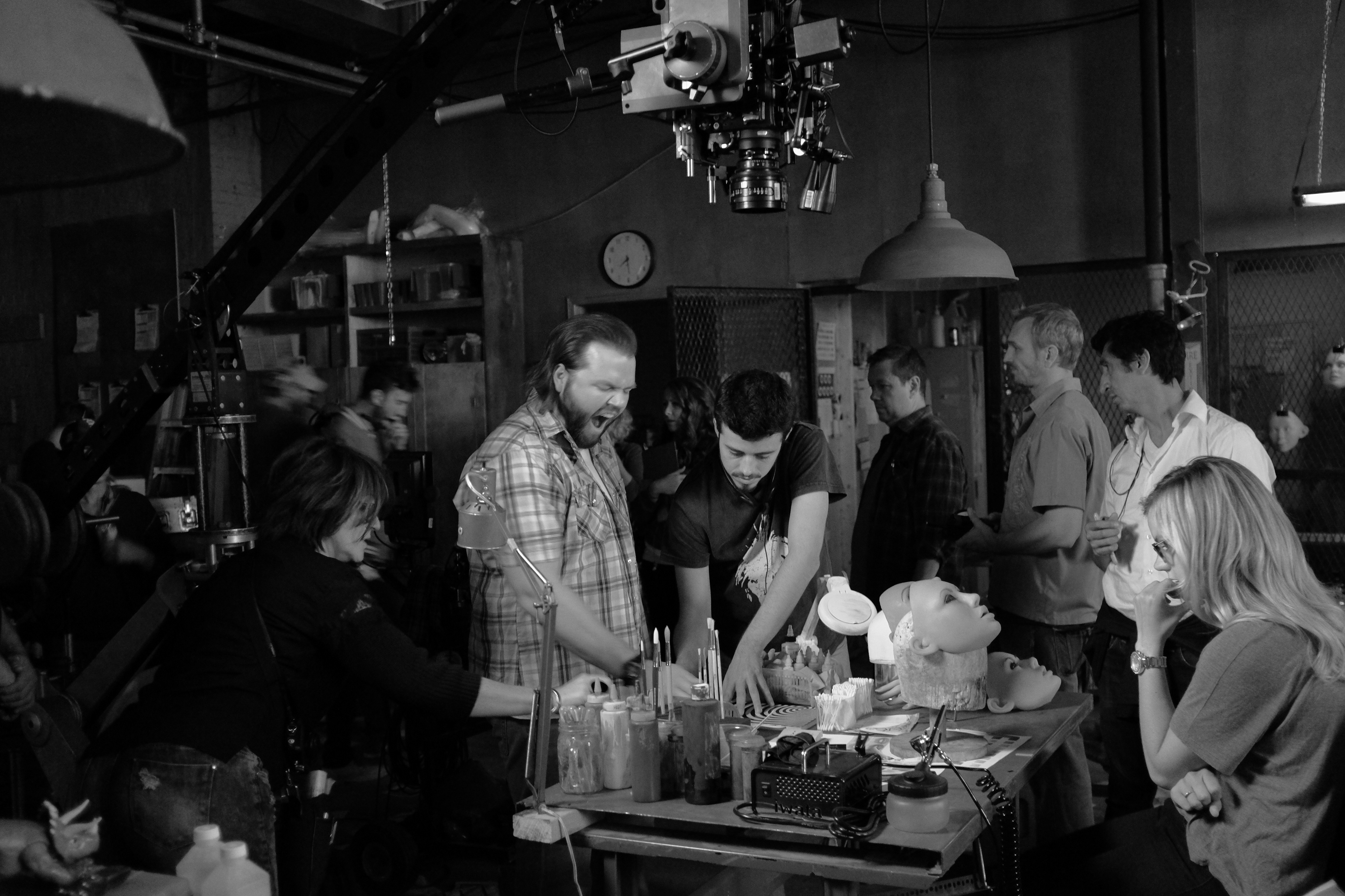 Tyler Labine on the set along with Alison Pill and our Film Crew