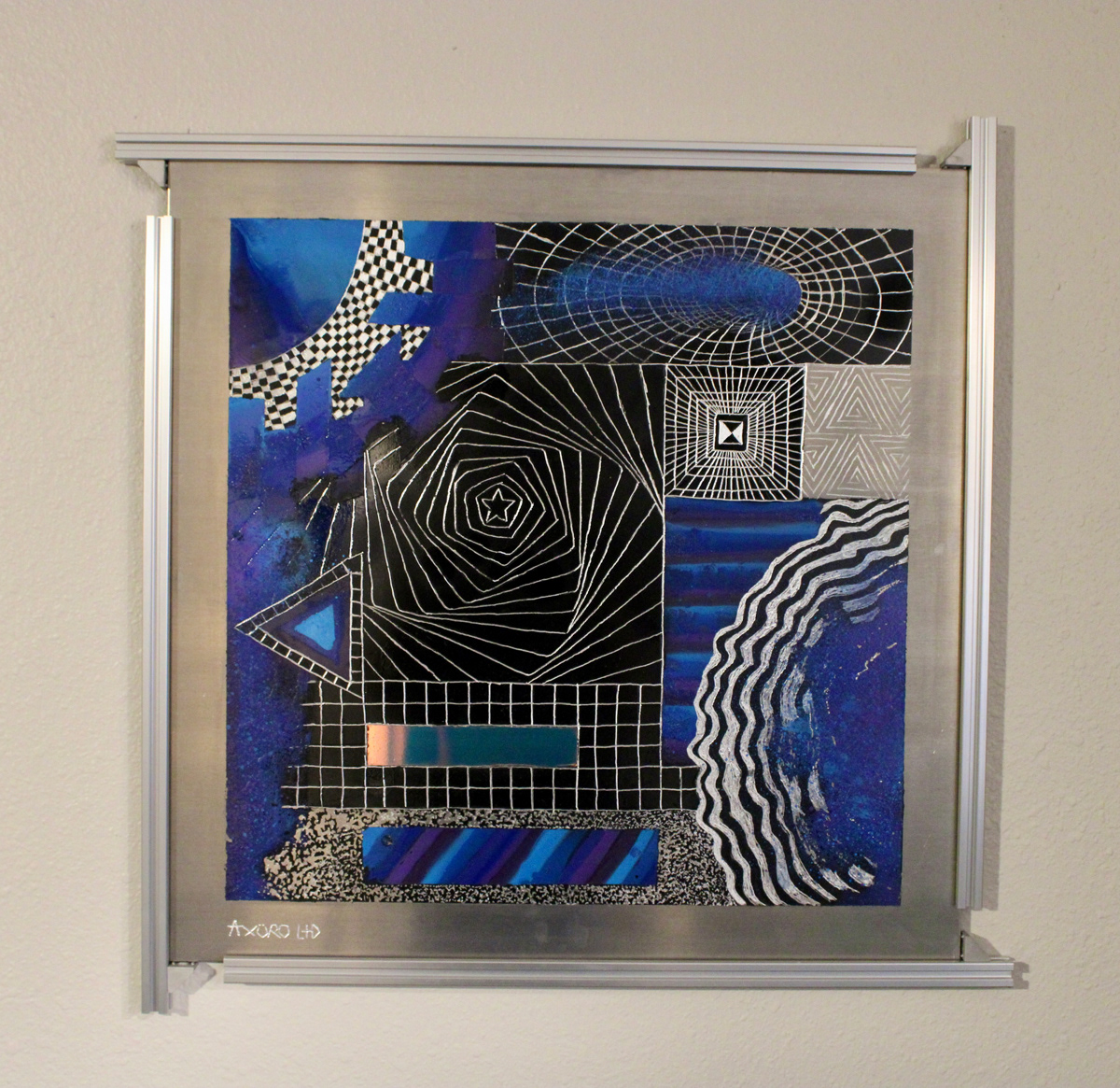 "Azulo" 24x24 - engraving/ spraypaint (available)