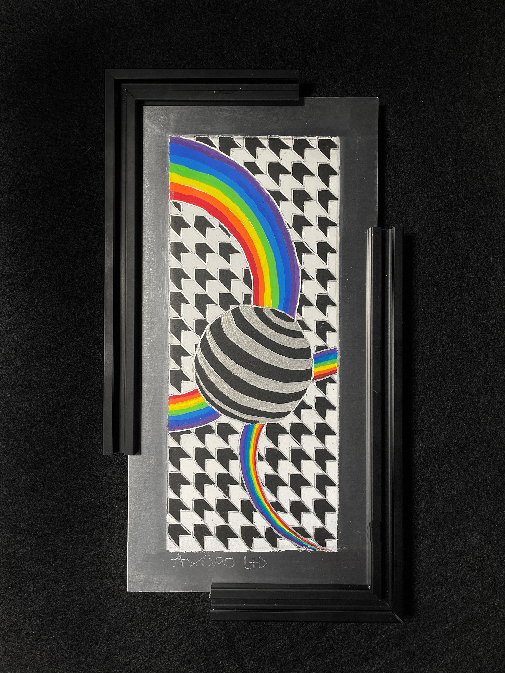 "Plasmid" 6x12 engraving/ spraypaint (available)