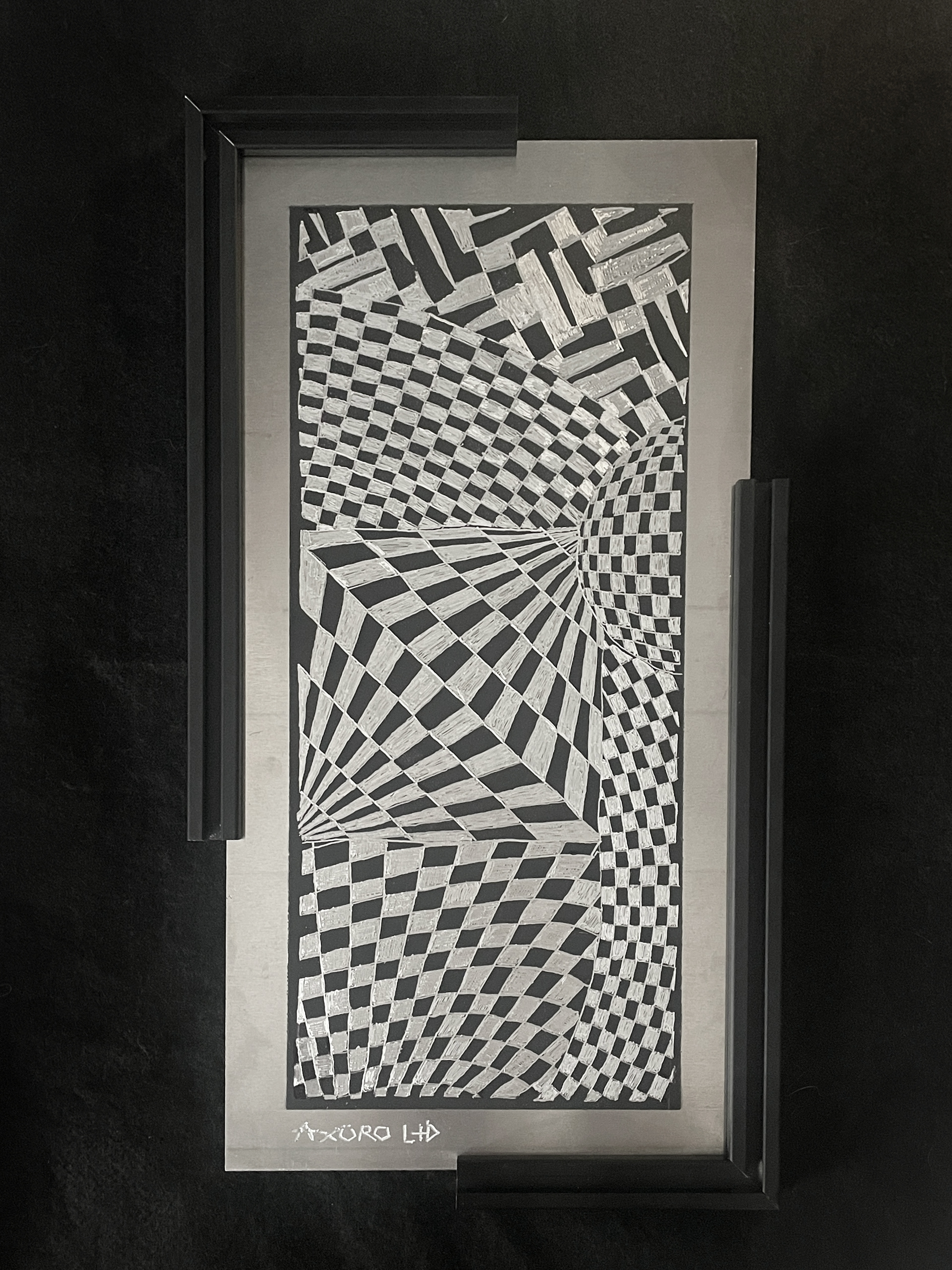 "Chequerote" 8x16 engraving/ spraypaint (available)
