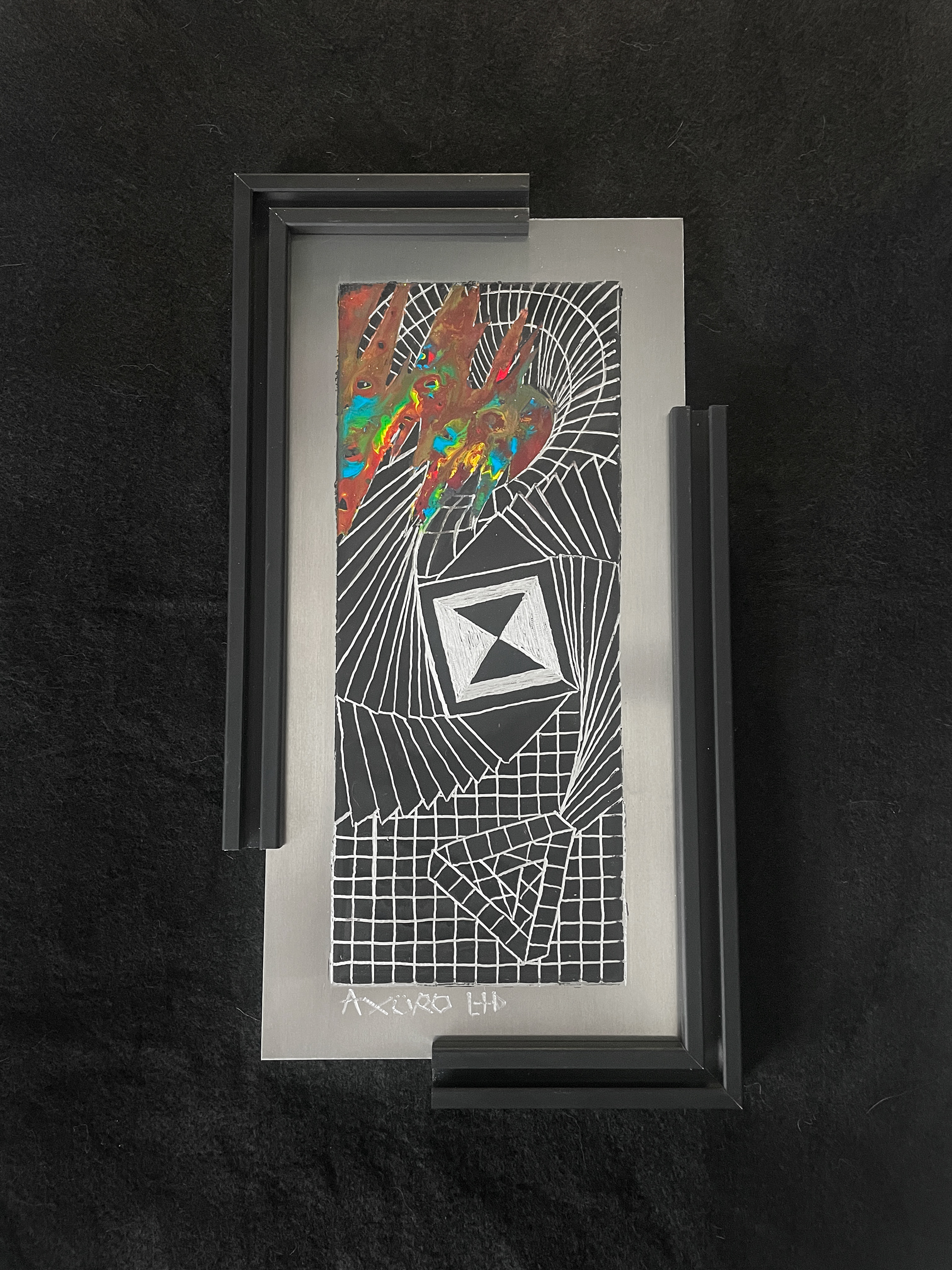 "Rheology" 6x12 engraving/ spraypaint (available)