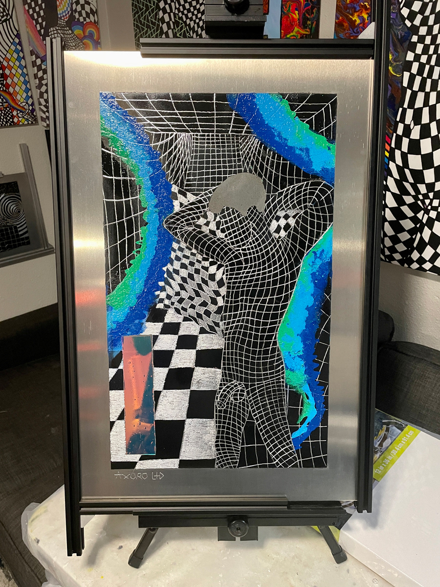 "Apex" 16x24 - engraving/ spraypaint (SOLD)