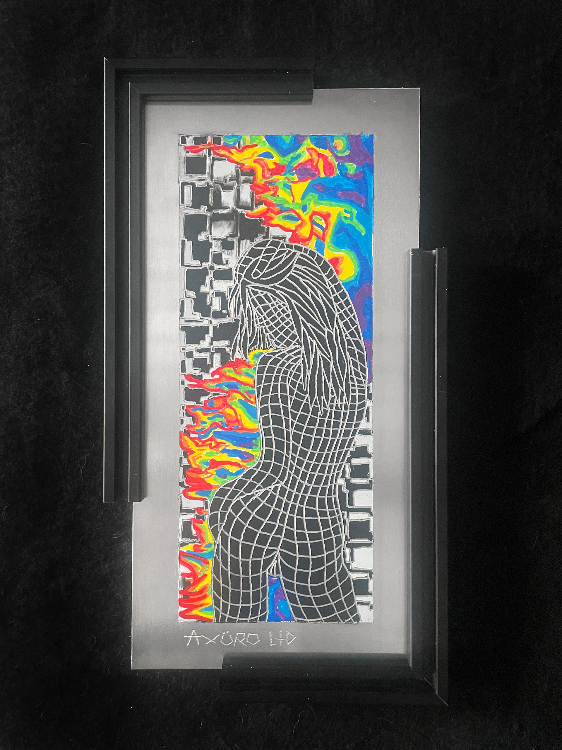 "Pheromone" 6x12 engraving/ spraypaint (SOLD)