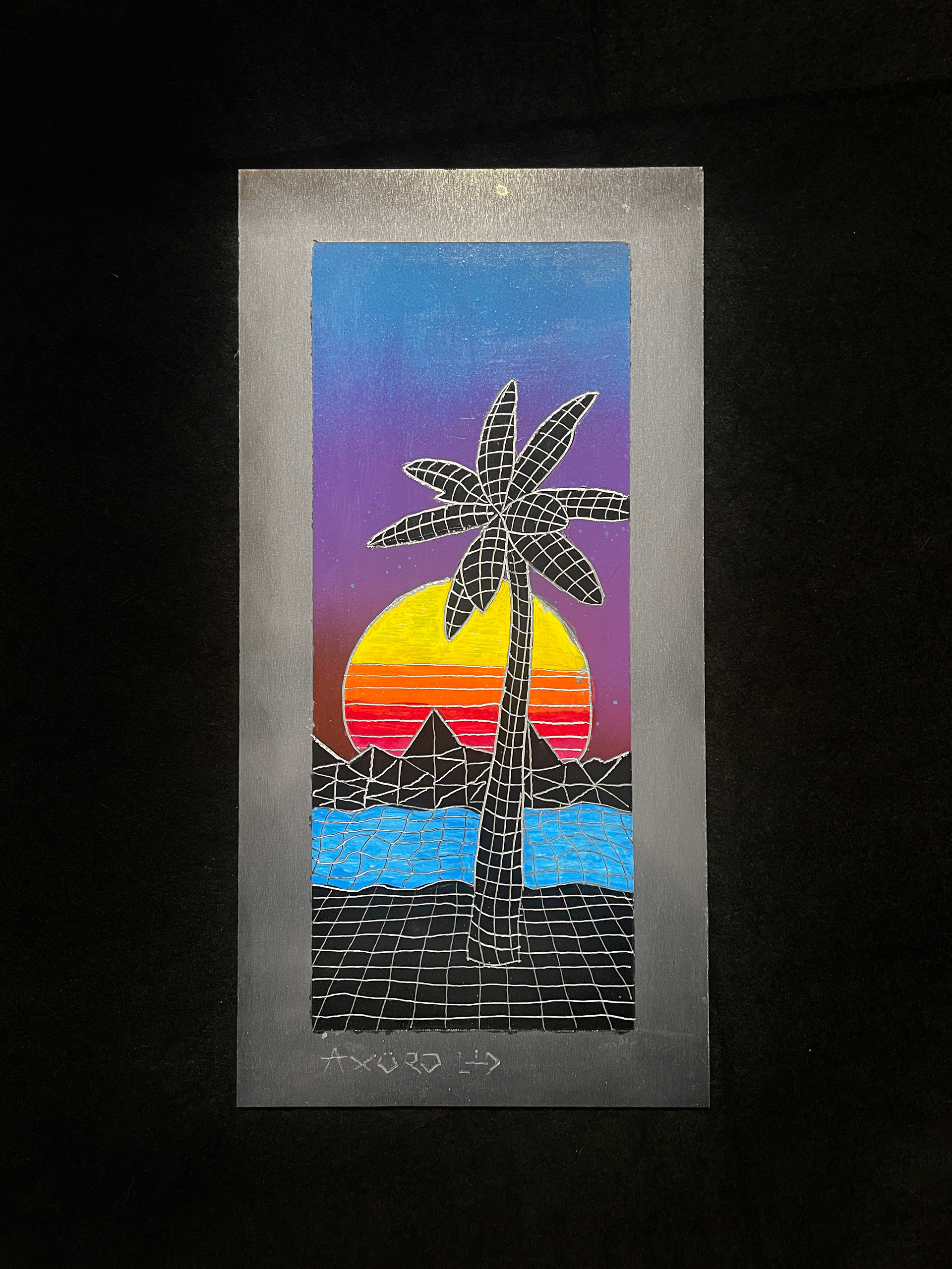 "Jacho" 6x12 engraving/ spraypaint (available)