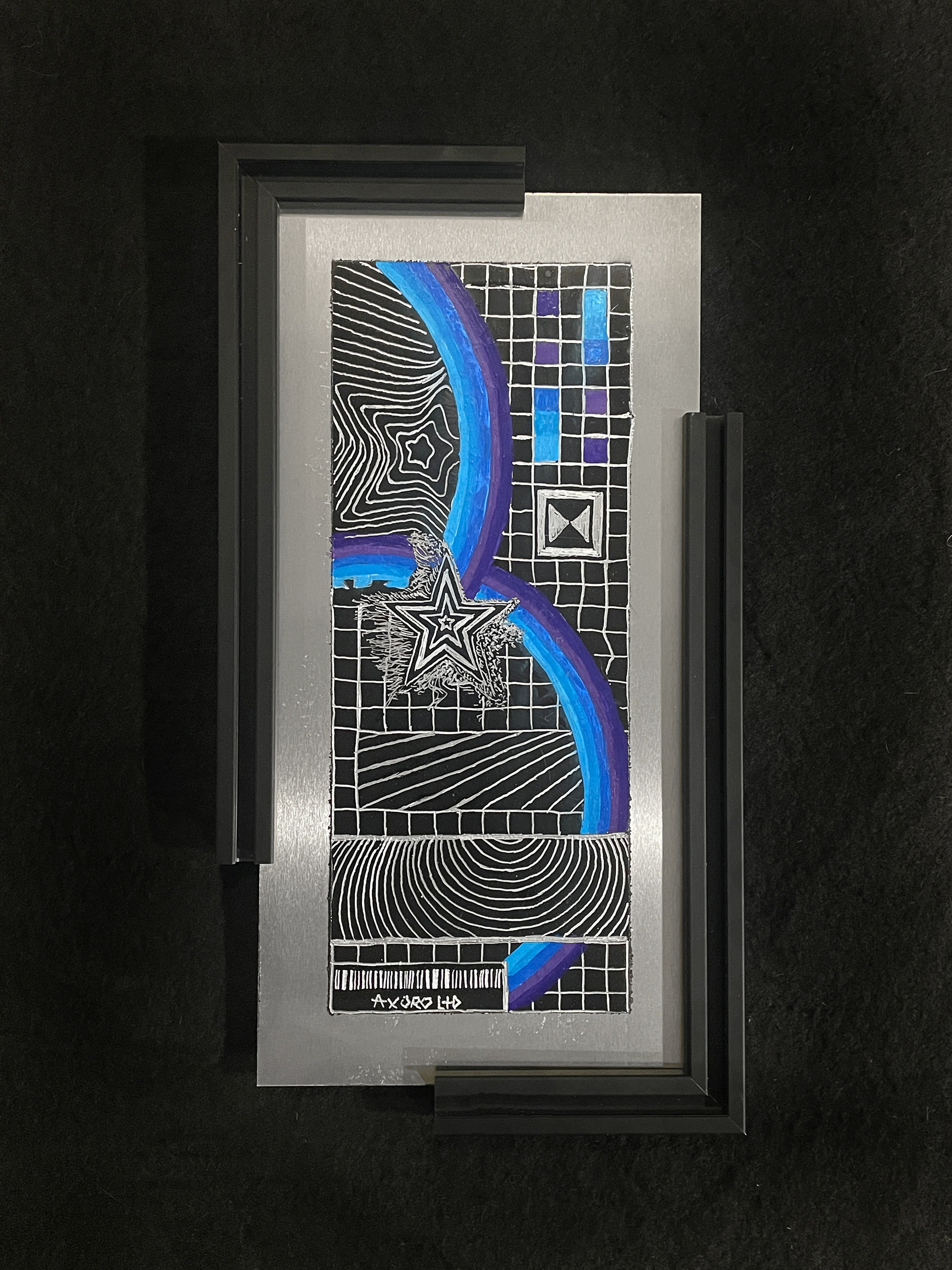 "Weltraum" 6x12 engraving/ spraypaint (available)