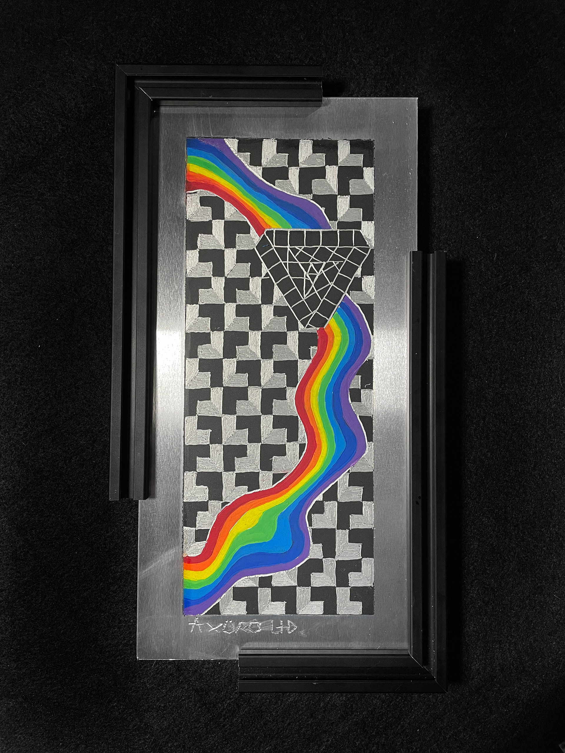 "Delta" 6x12 engraving/ spraypaint (available)