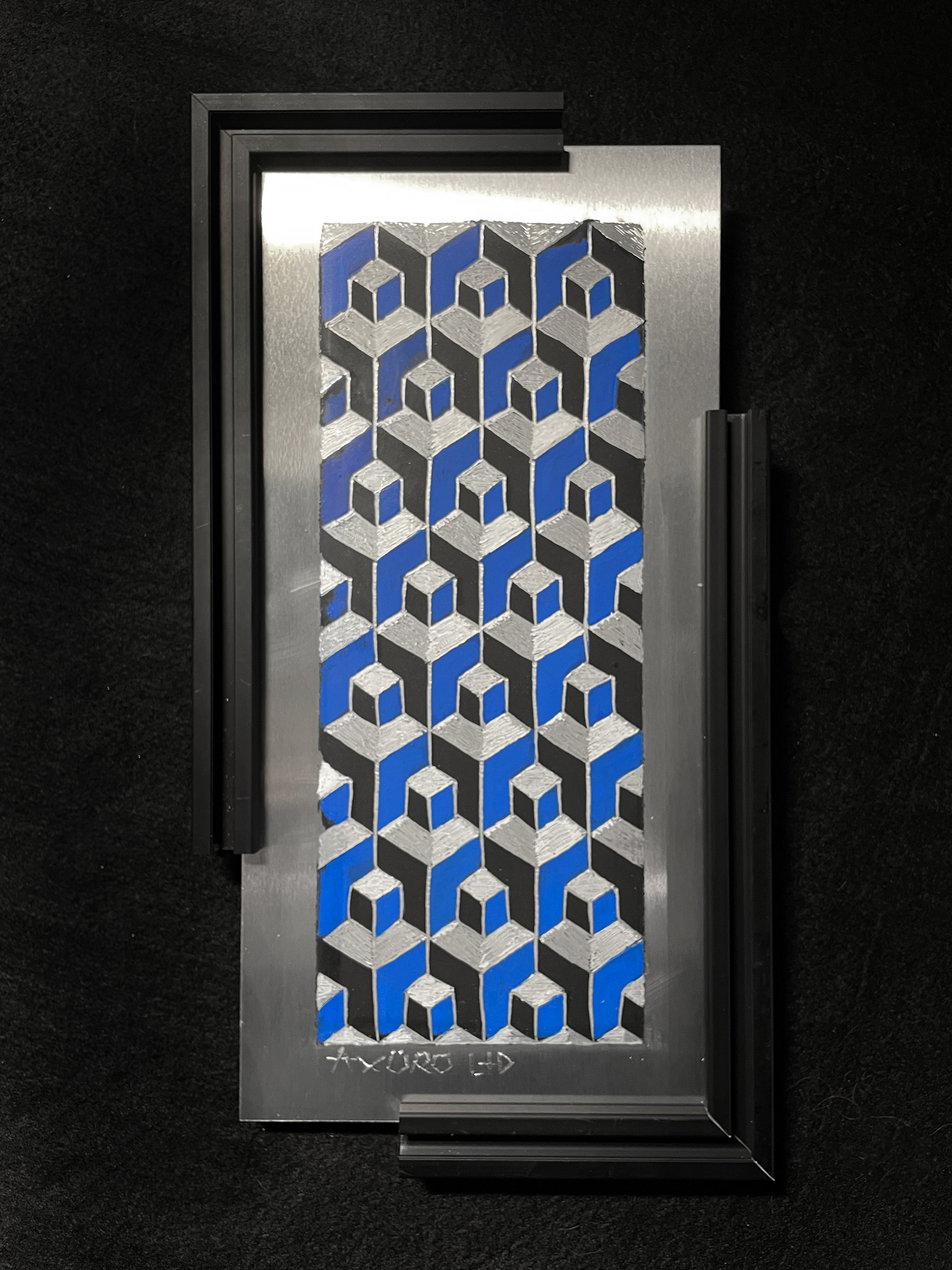 "Tessellation" 6x12 engraving/ spraypaint (available)