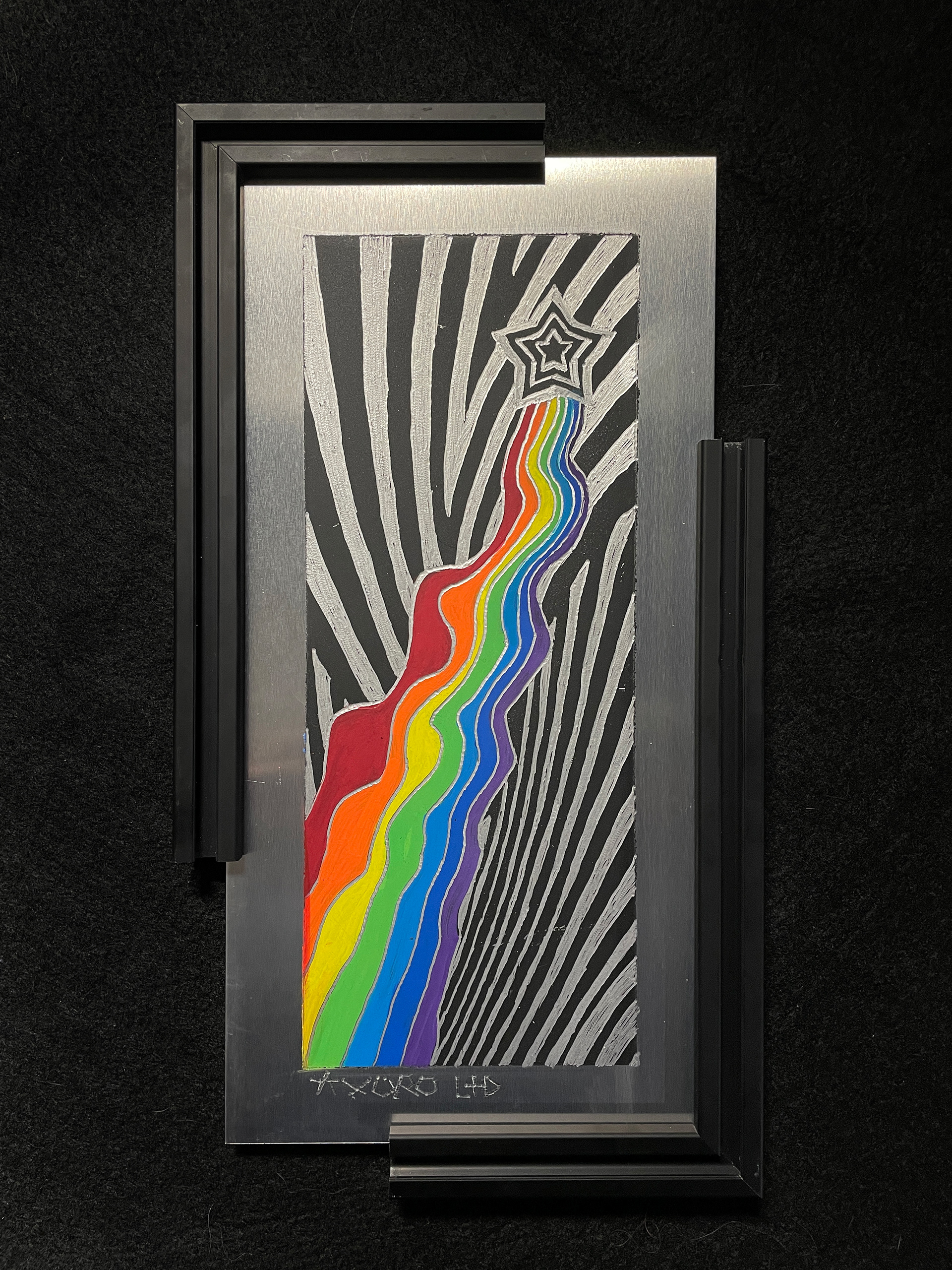 "Lift-Off" 6x12 engraving/ spraypaint (available)