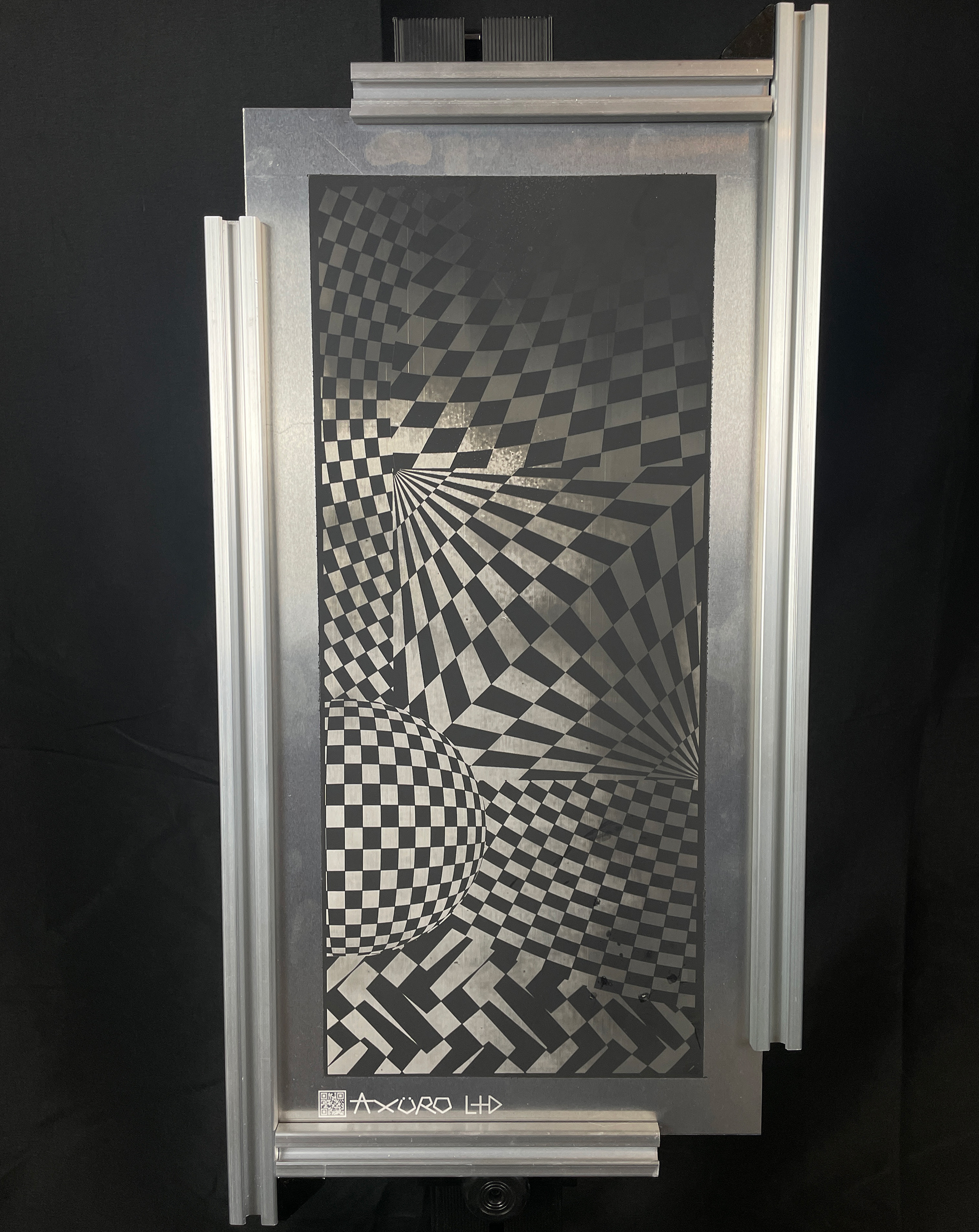 "Chequr" 8x16 - laser engraving/ spraypaint (SOLD)