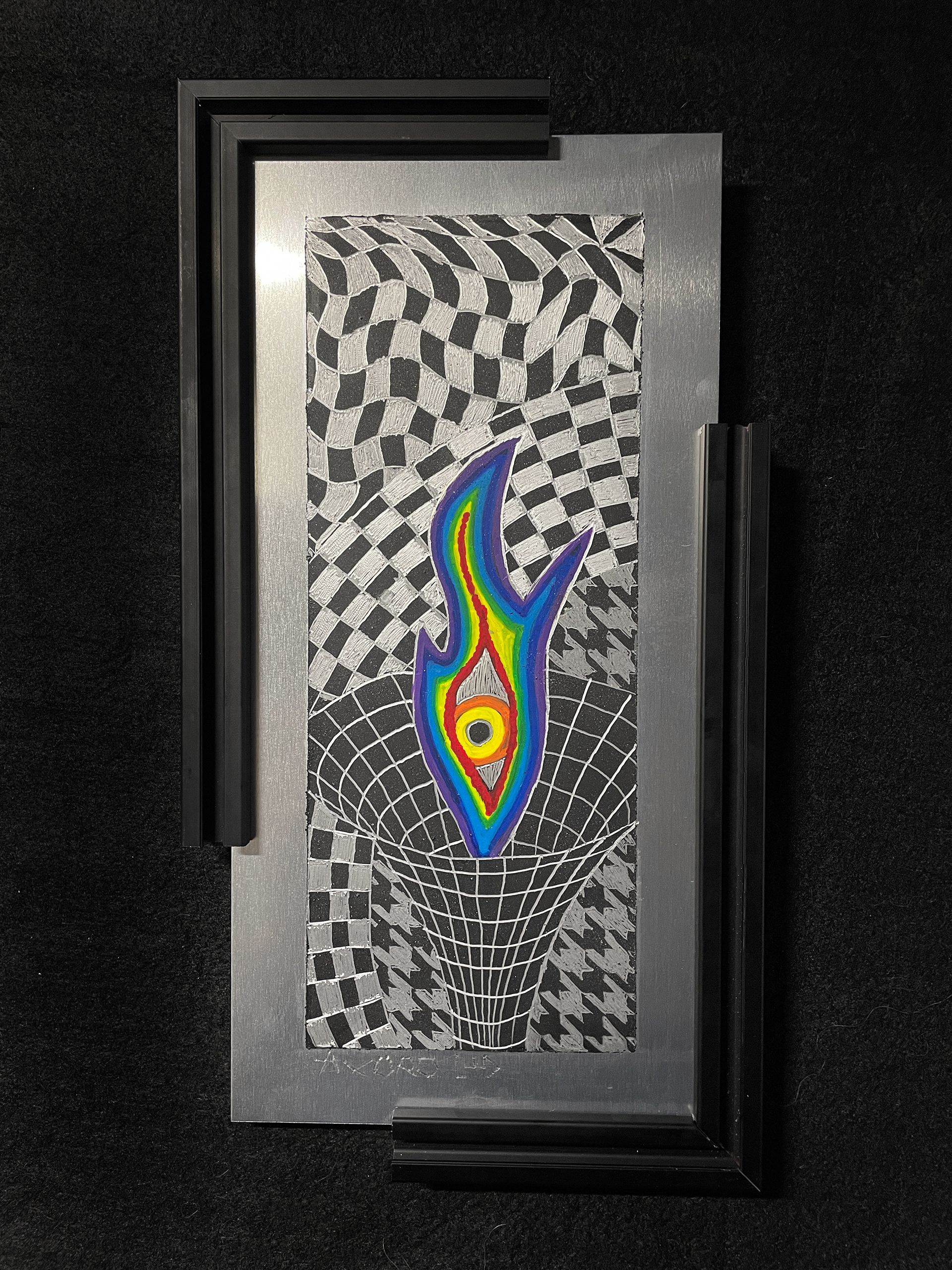 "Mantra" 6x12 engraving/ spraypaint (SOLD)