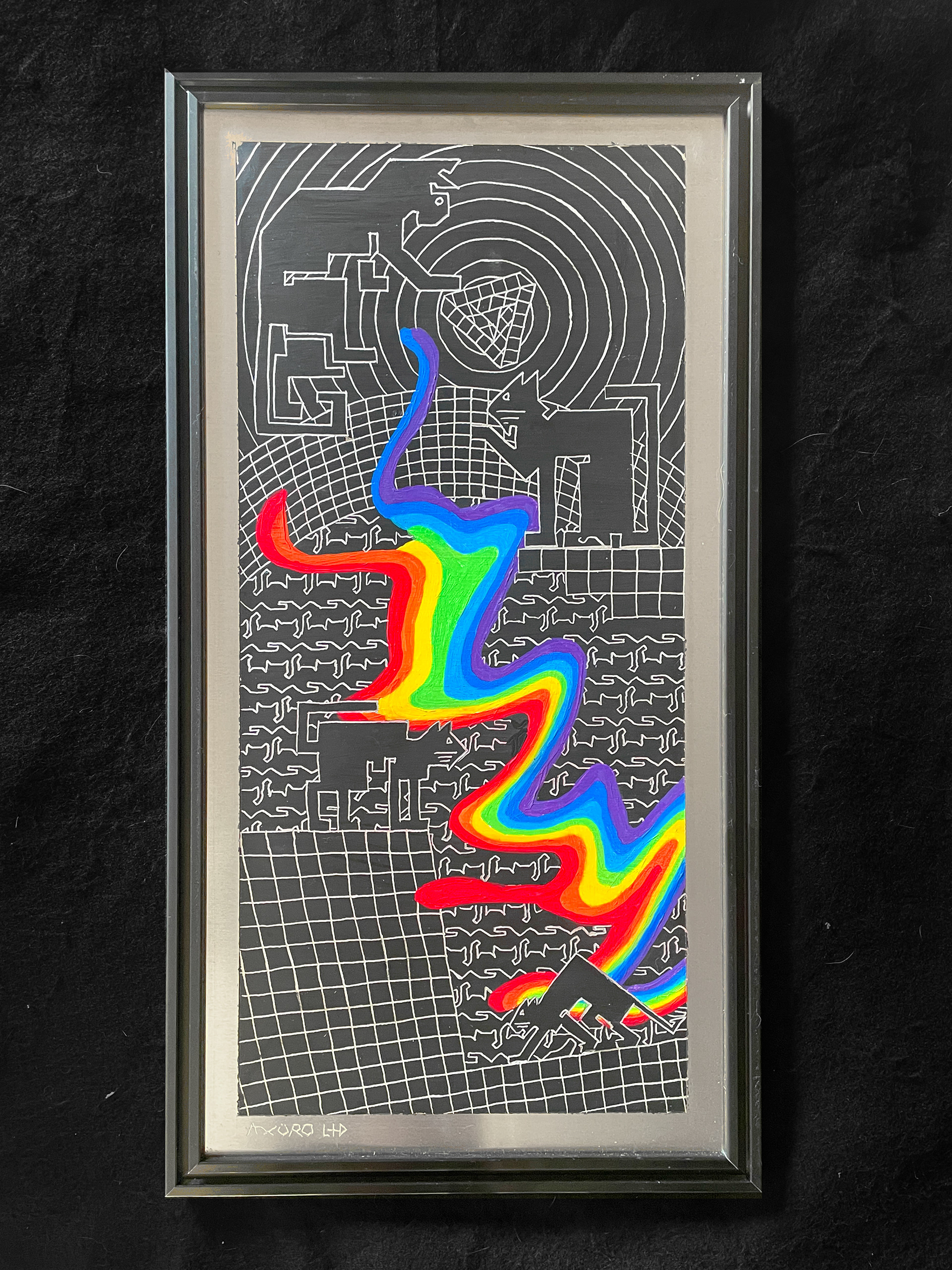 "Meowtrix" 12x24 - engraving/ spraypaint (available)