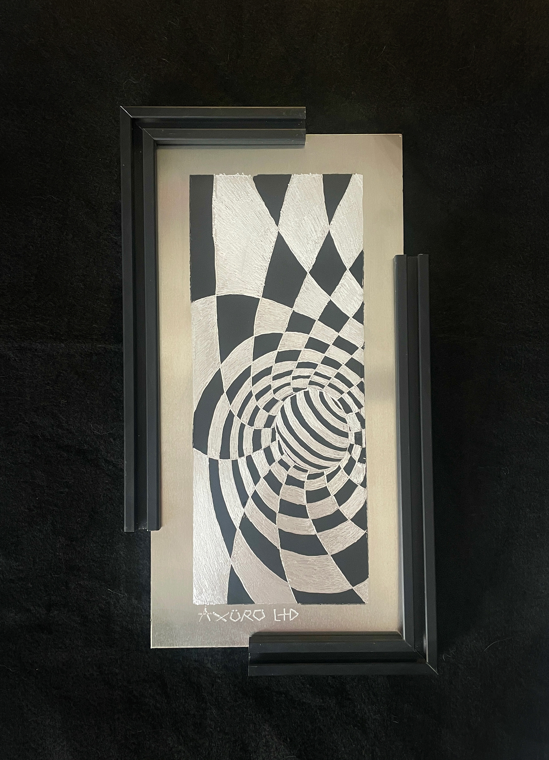 "Vortica" 6x12 engraving/ spraypaint (available)