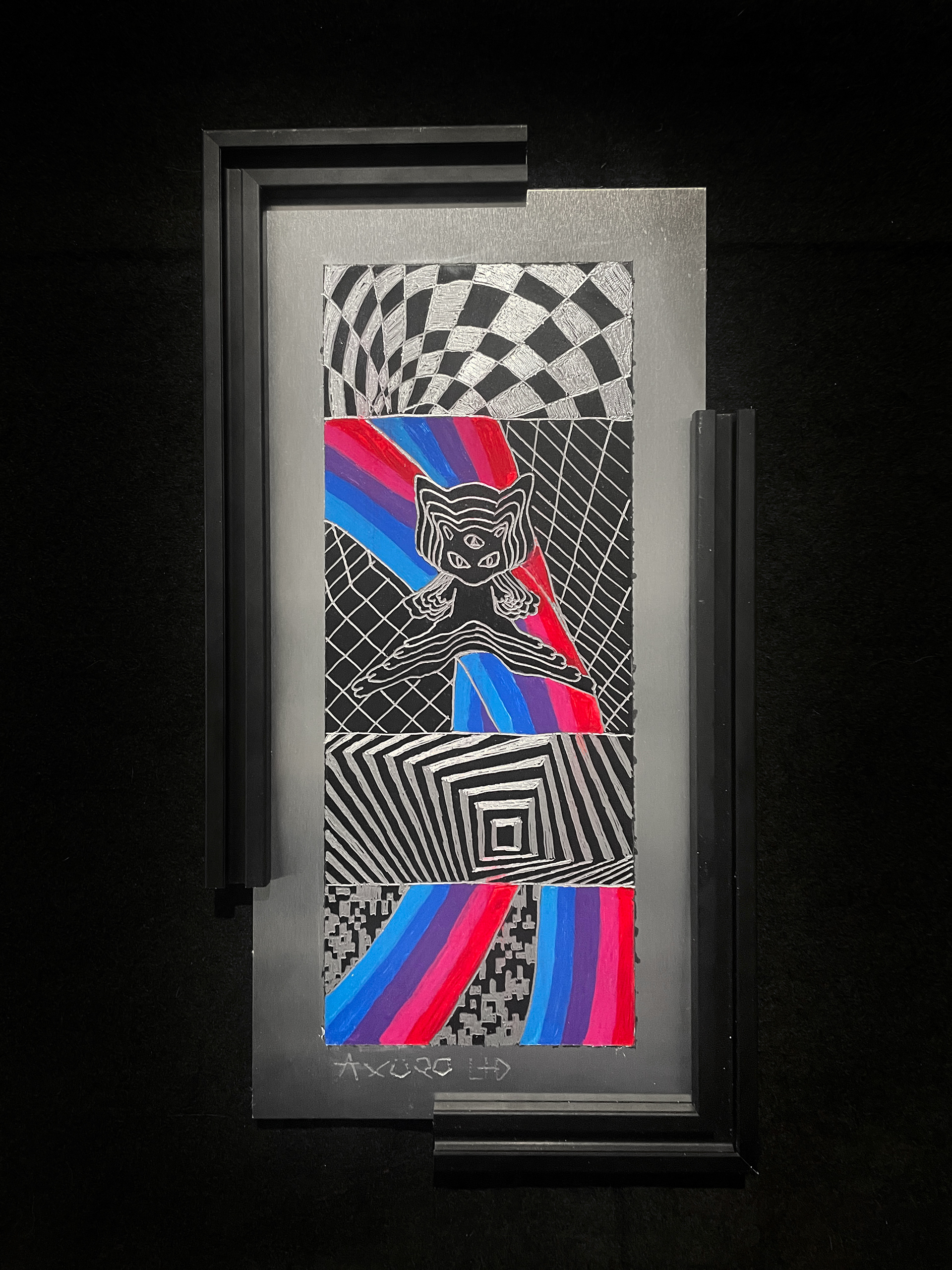 "Mew" 6x12 engraving/ spraypaint (available)