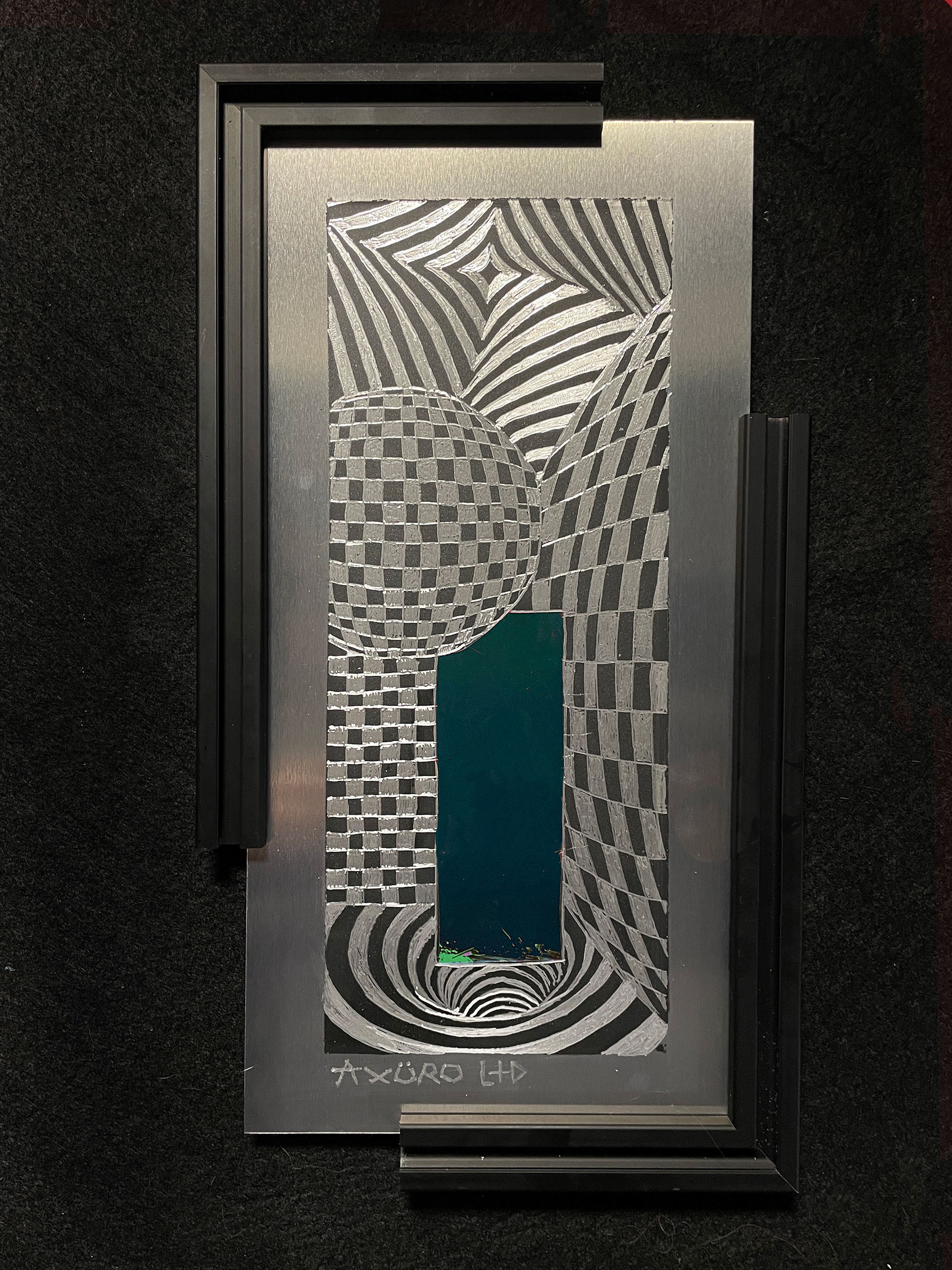 "Unveiling" 6x12 engraving/ spraypaint (available)