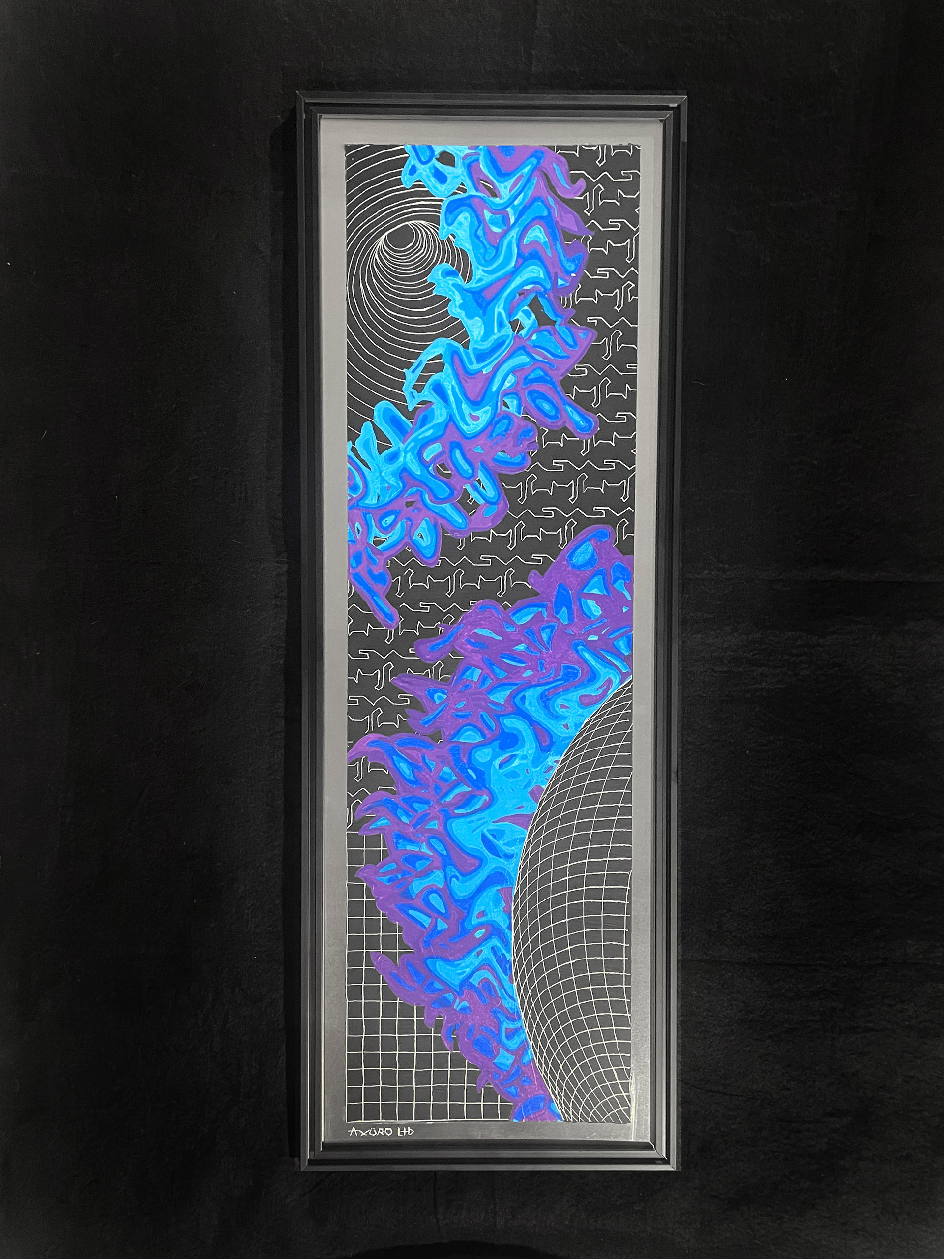 "Shadowfire" 12x36 - engraving/ enamel/ acrylic (available)