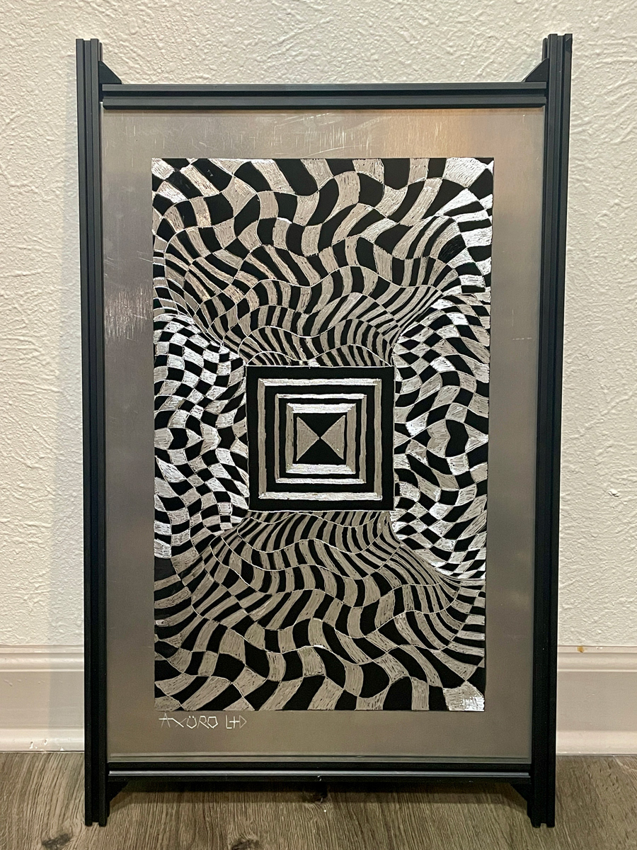 "Torus" 16x24 - engraving/ spraypaint (available)