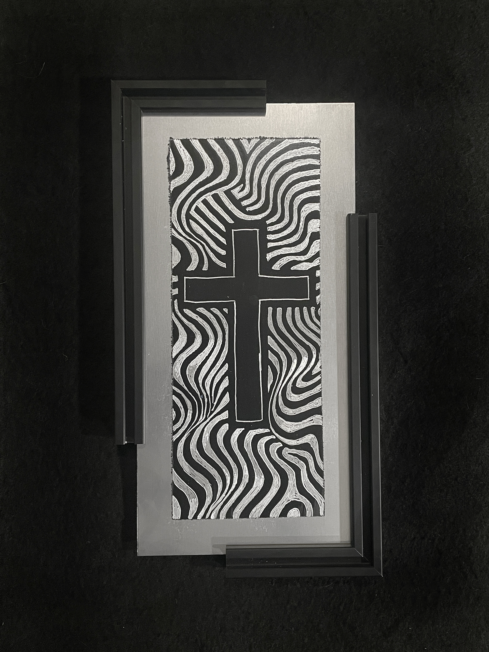 "Cross" 6x12 engraving/ spraypaint (SOLD)