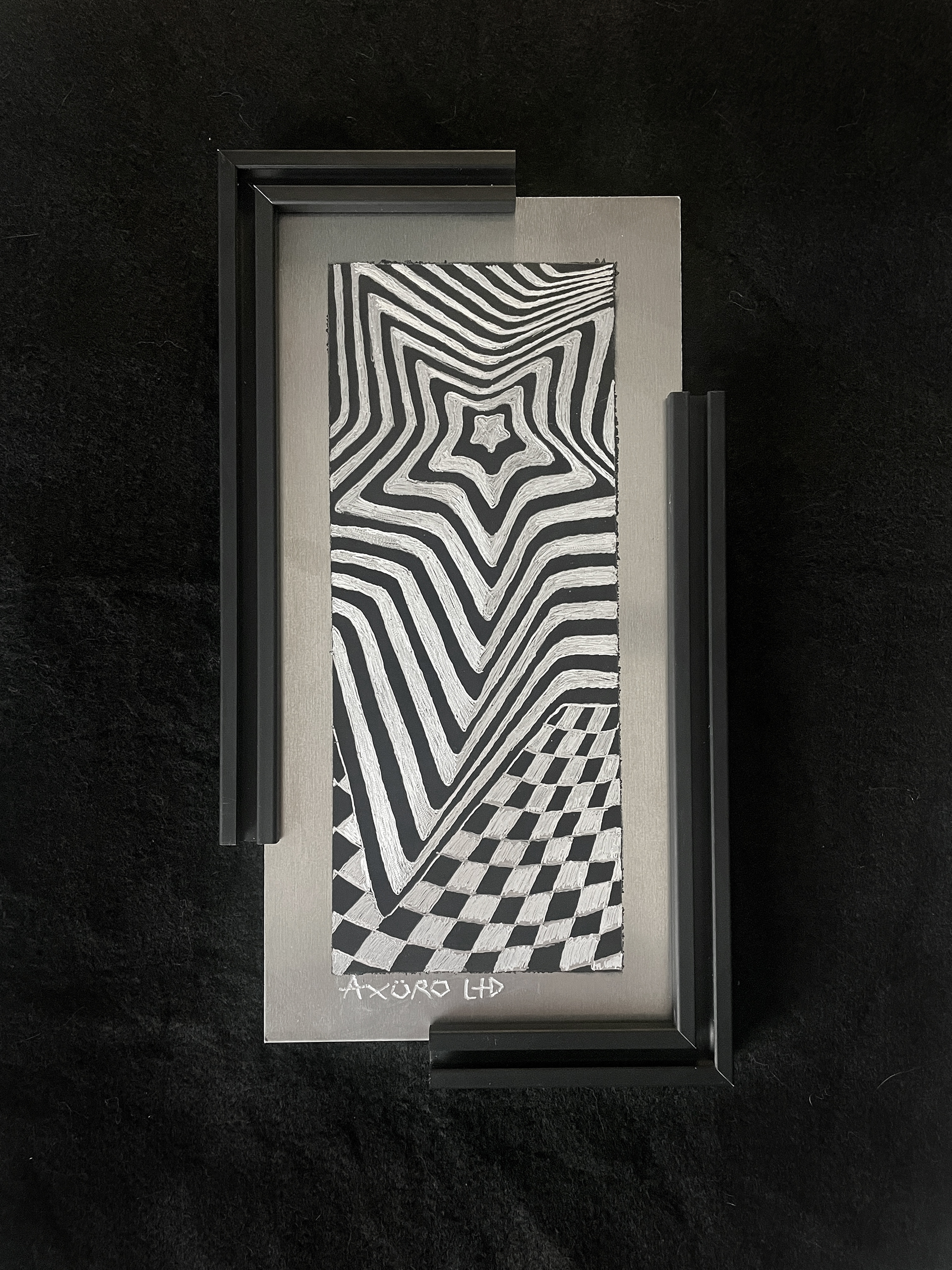 "Cinq" 6x12 engraving/ spraypaint (available)