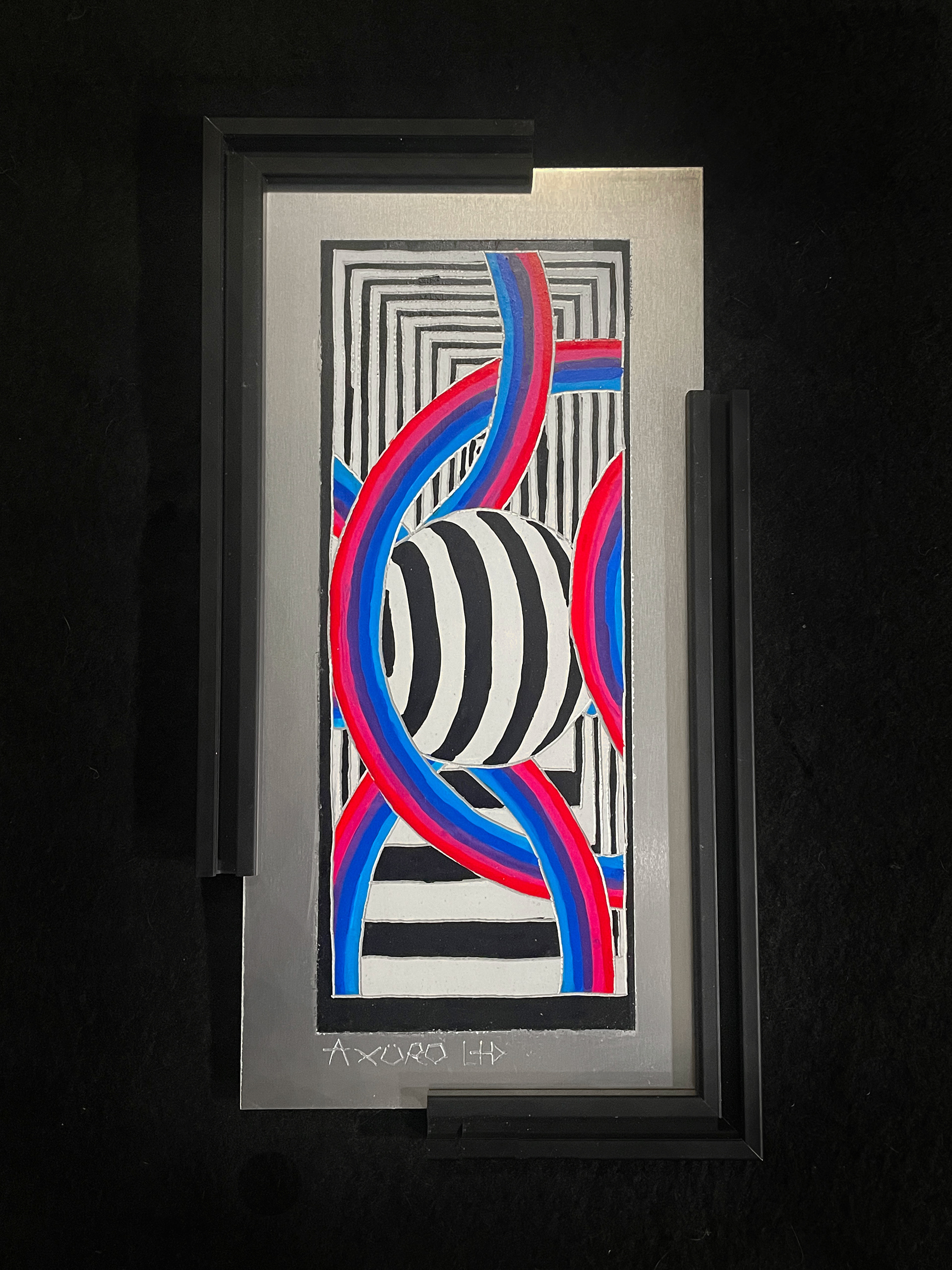 "Hyperbola" 6x12 engraving/ spraypaint (available)