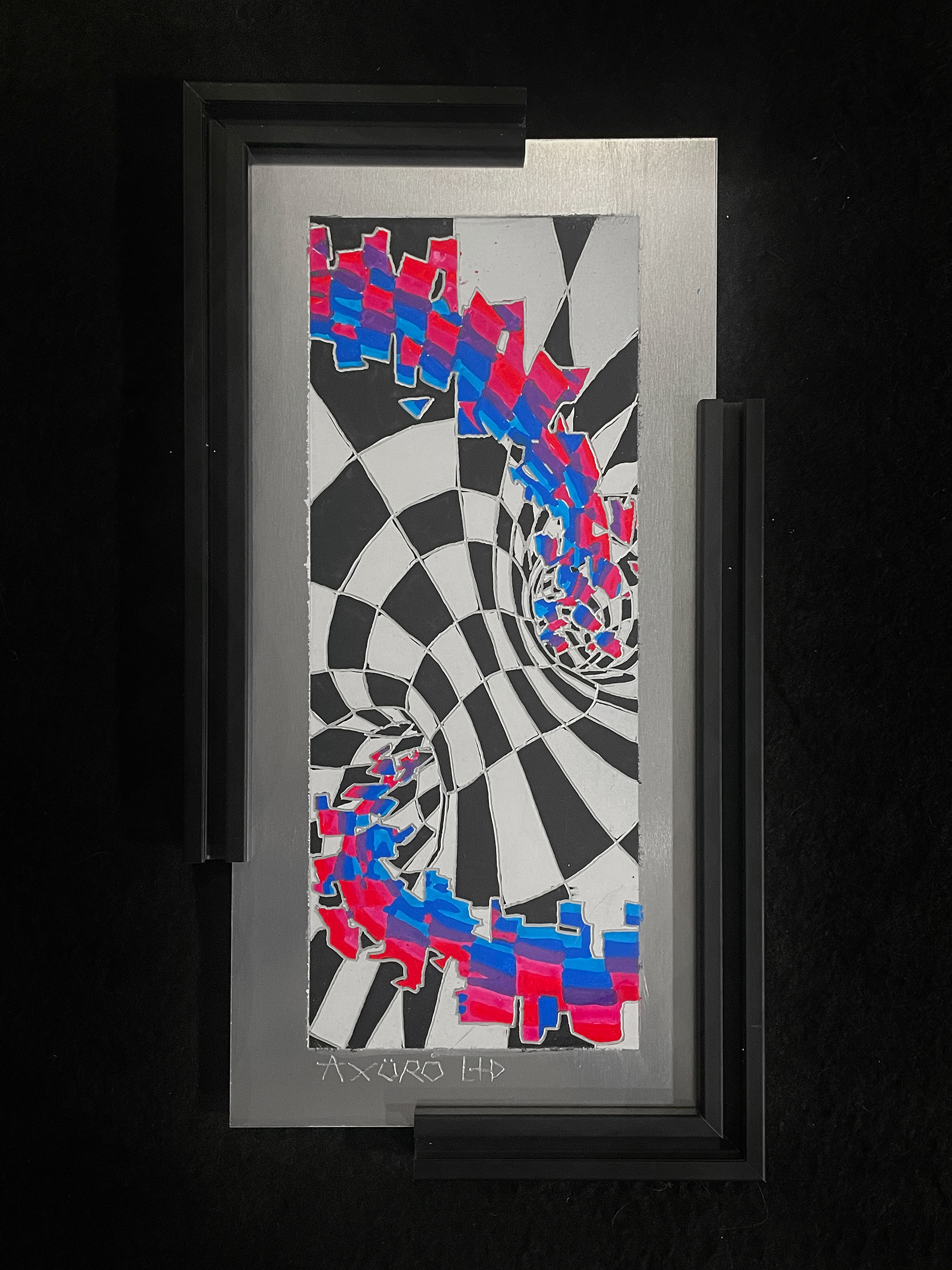 "Orbit" 6x12 engraving/ spraypaint (available)