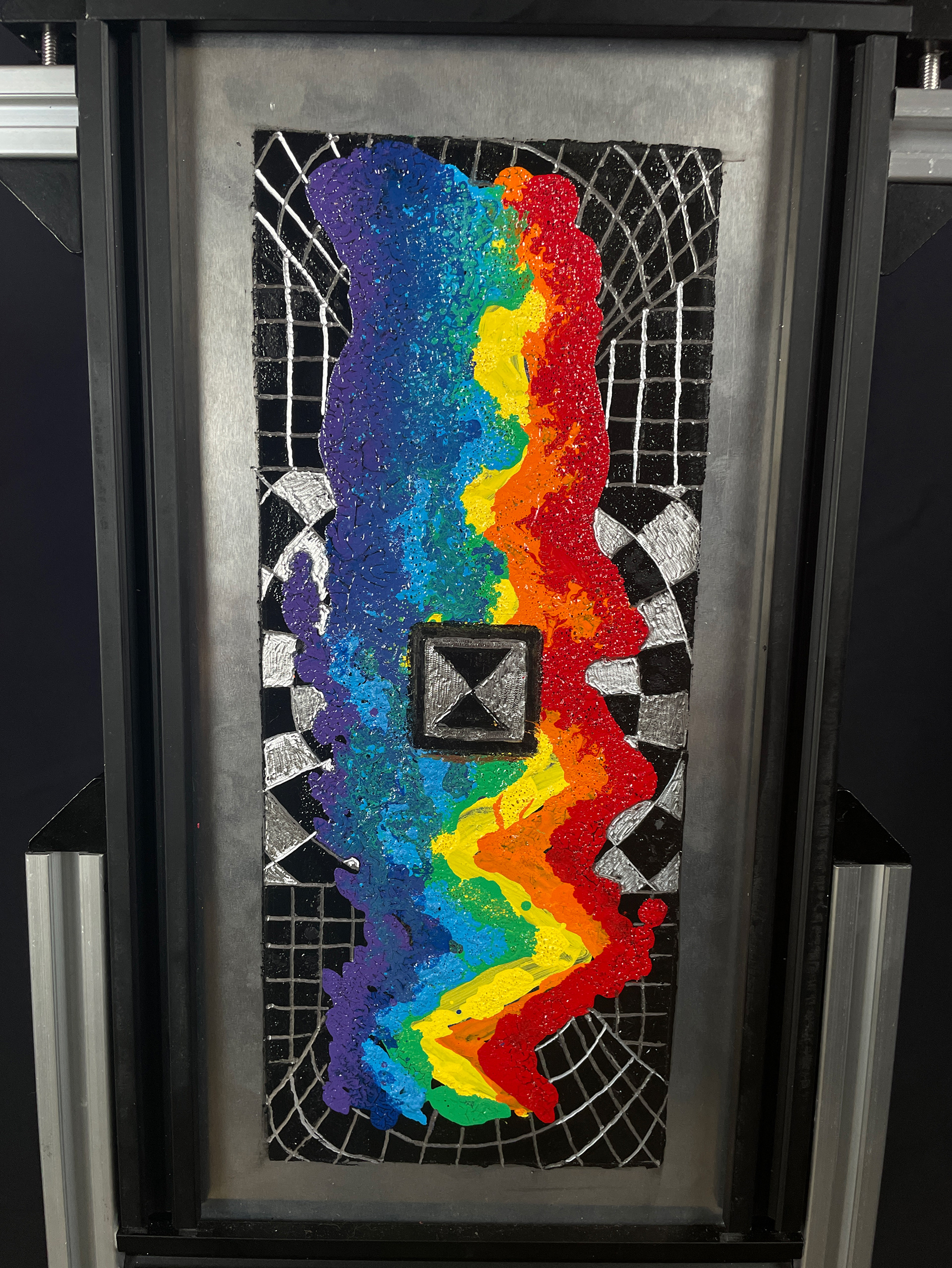 "LED Man" 6x12 - engraving/ spraypaint (NFS)