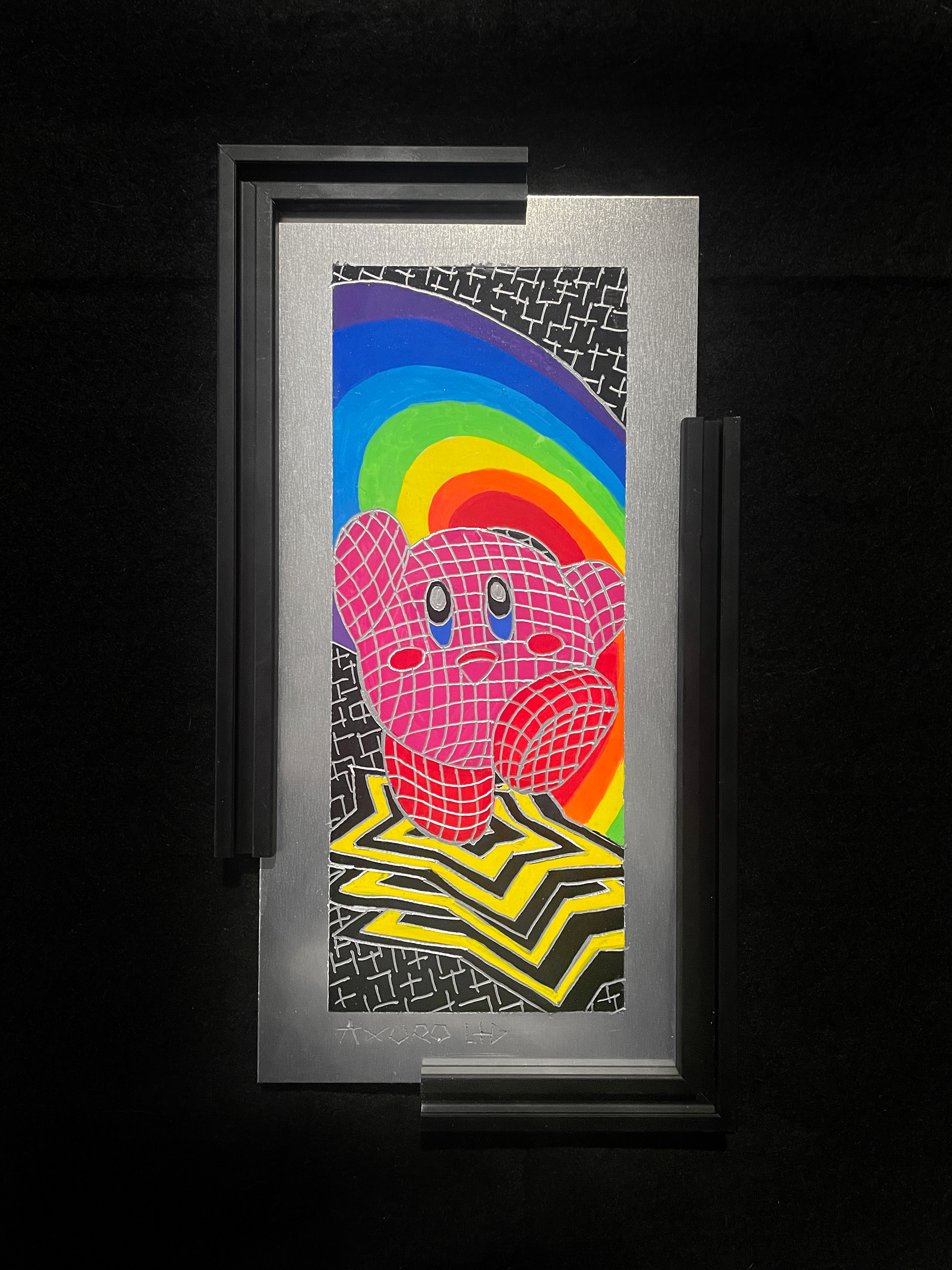 "Kirby" 6x12 engraving/ spraypaint (available)