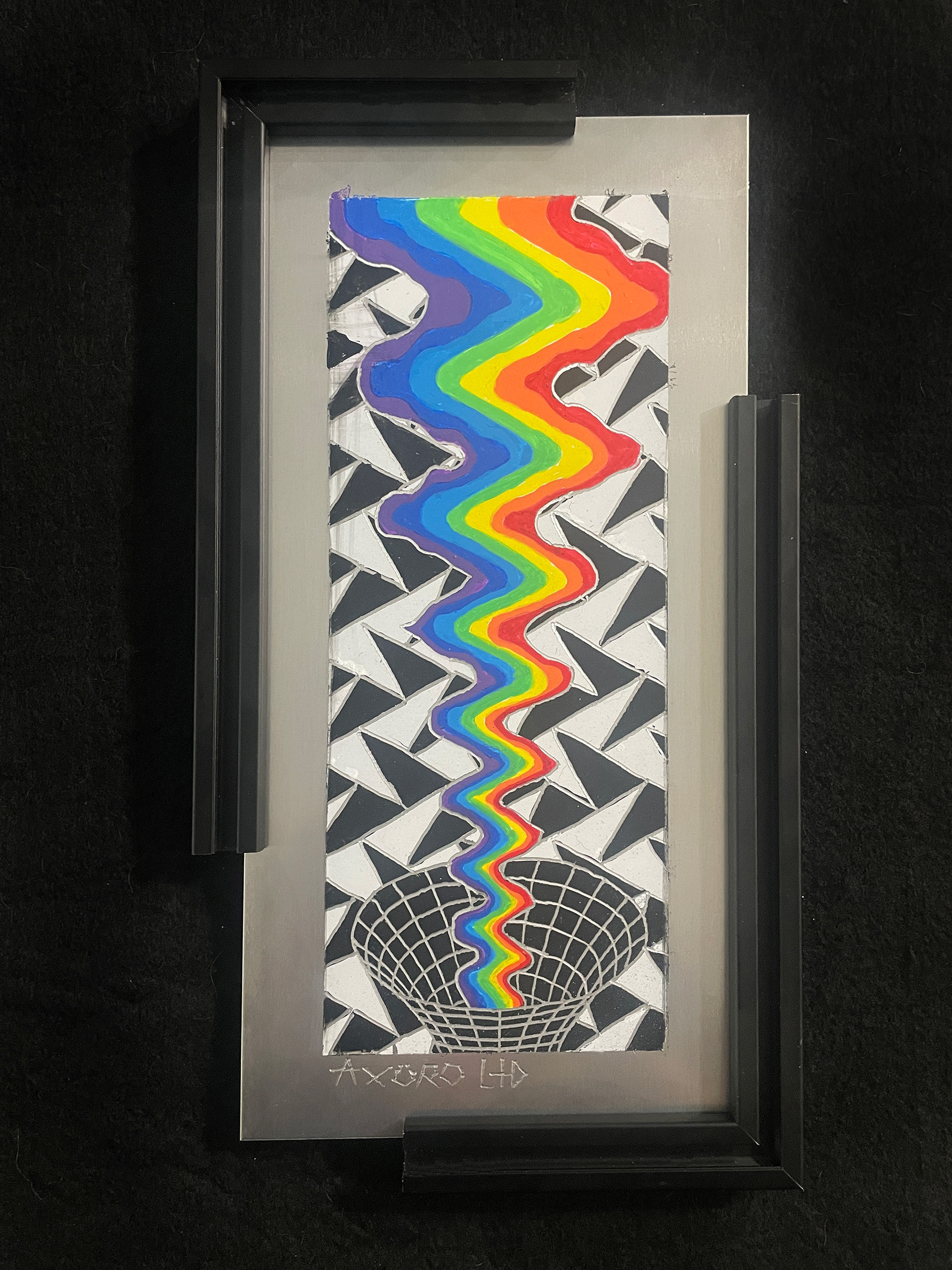 "Tangent" 6x12 engraving/ spraypaint (available)