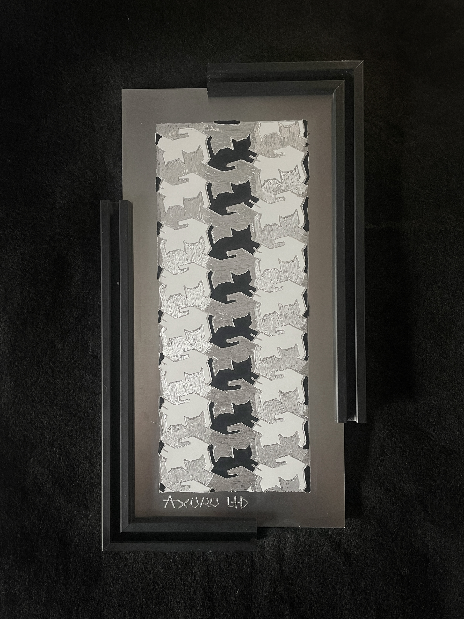 "Catstooth" 6x12 engraving/ spraypaint (SOLD)