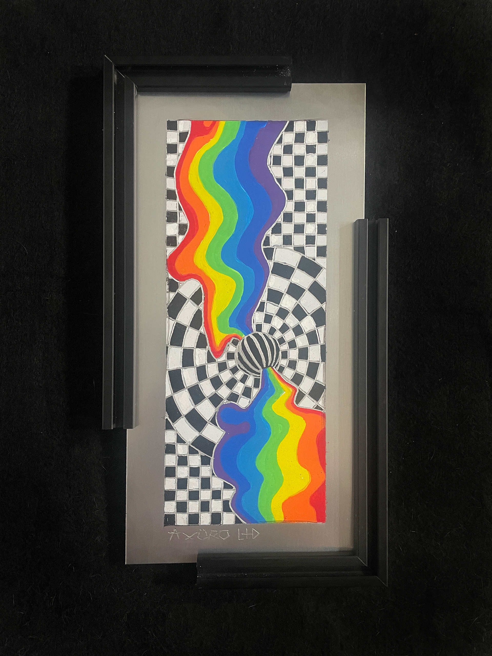 "Neutrino" 6x12 engraving/ spraypaint (SOLD)