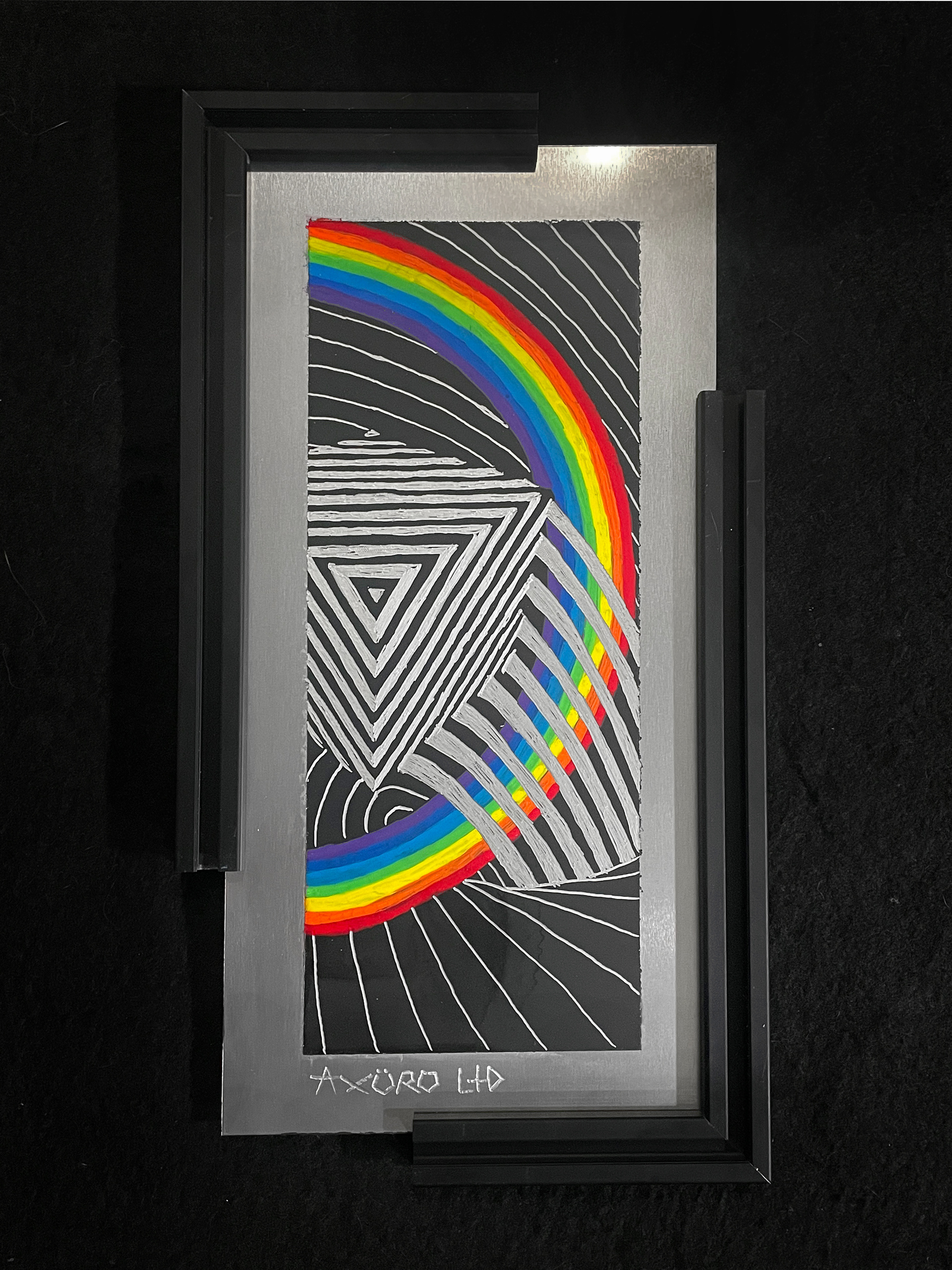 "Schwerkraft" 6x12 engraving/ spraypaint (available)