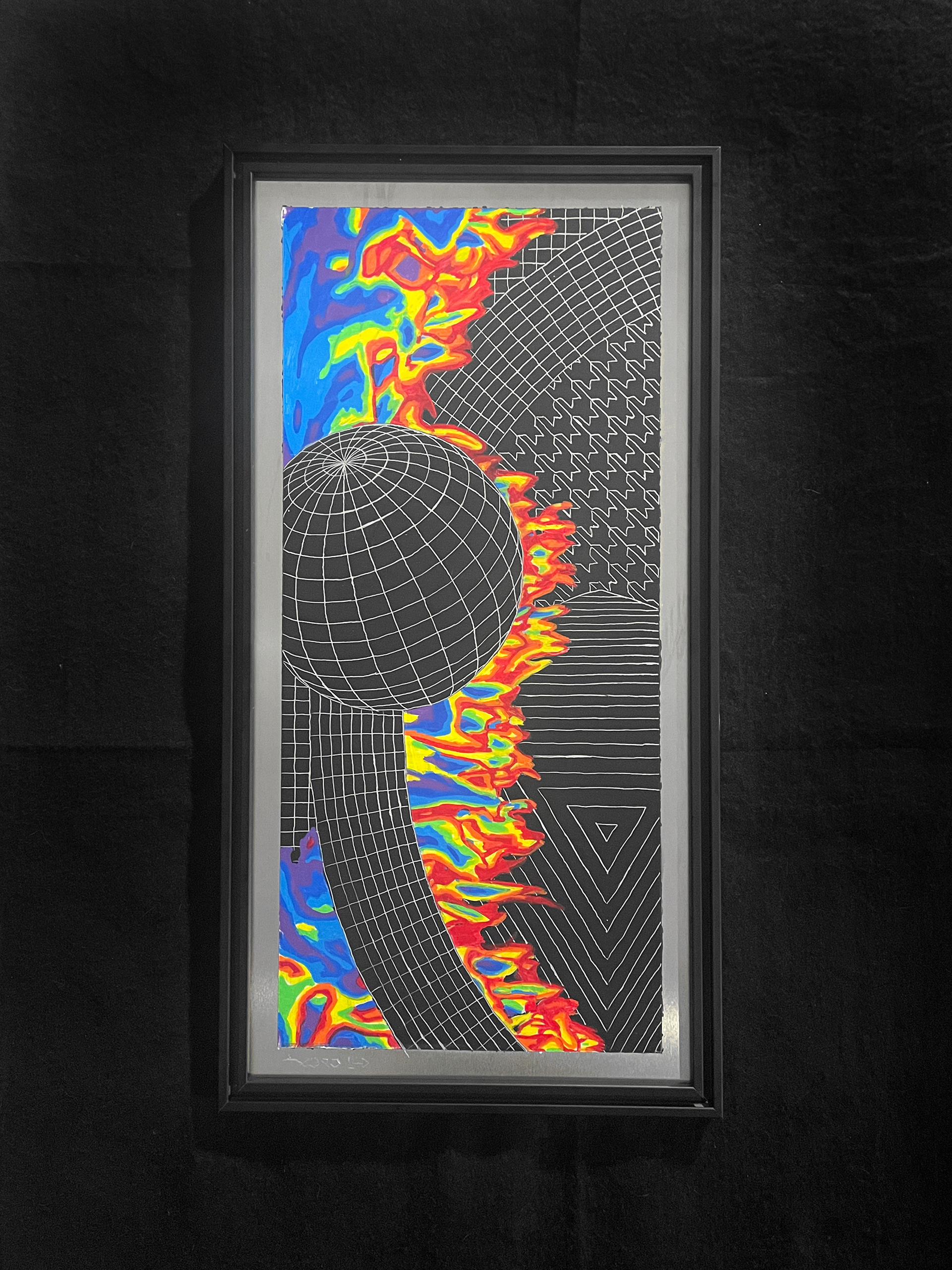 "Moonfire" 12x24 - engraving/ enamel/ acrylic (available)