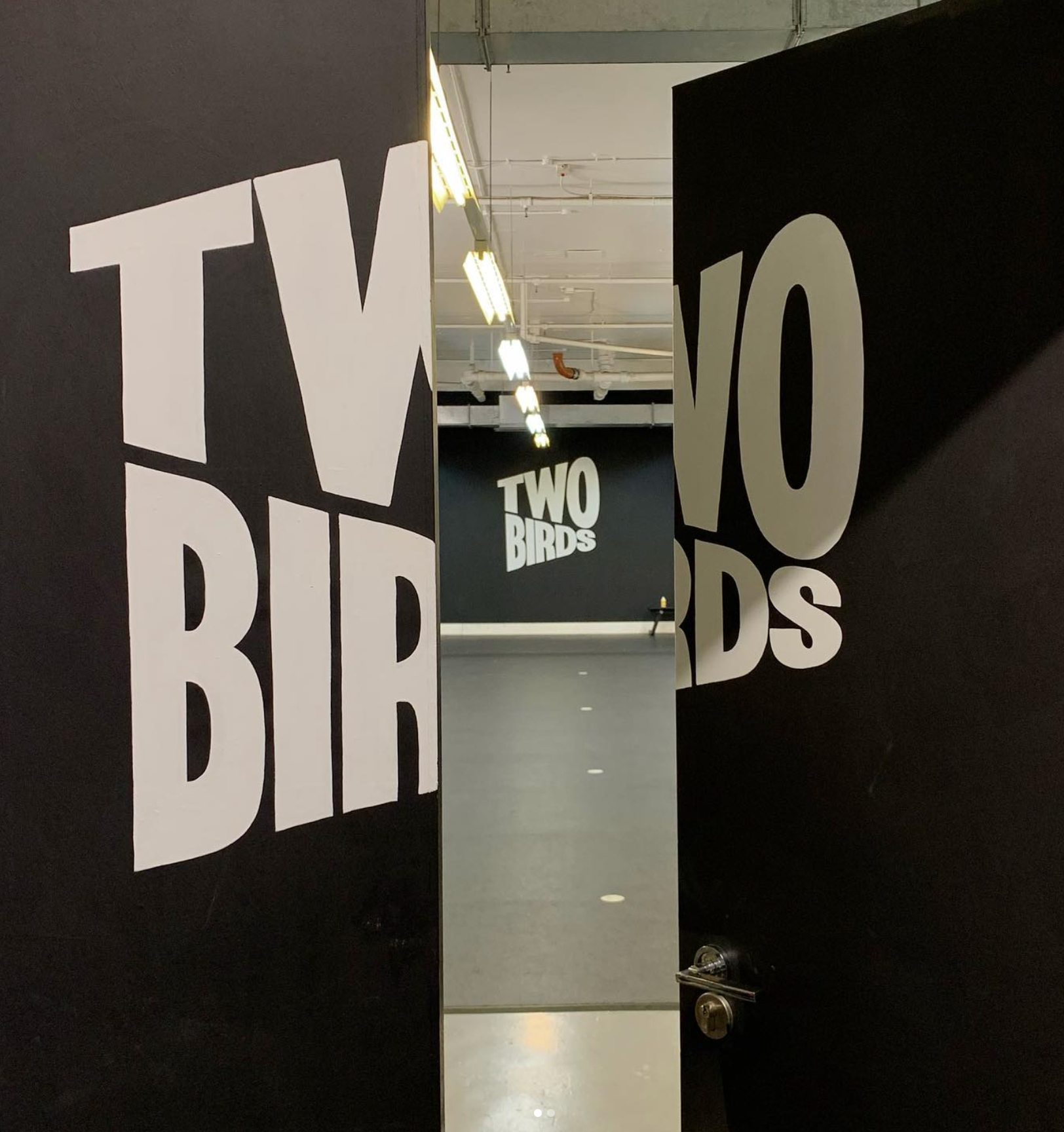 Door and wall logos for Two Birds, Glasgow