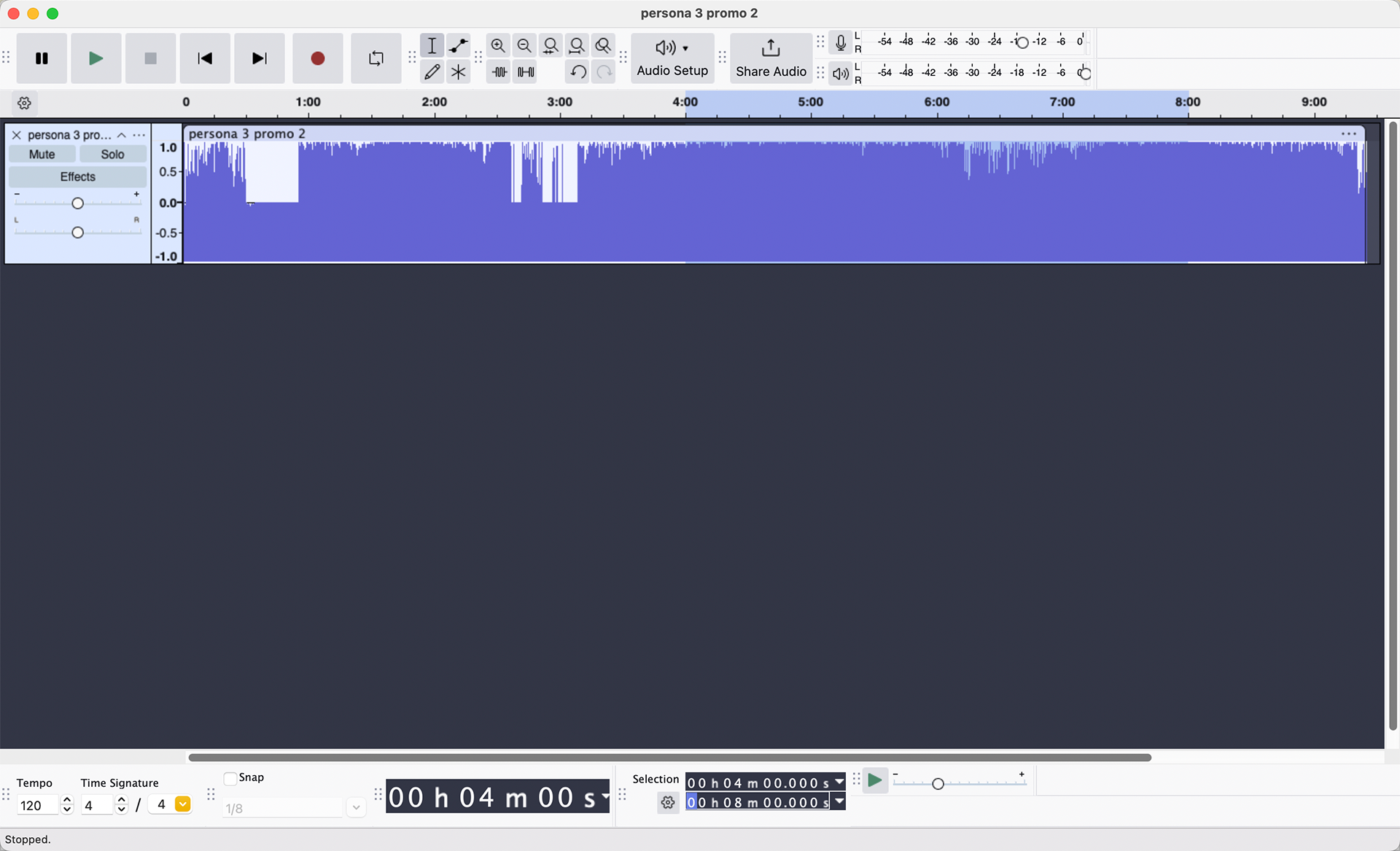 Highlighted Timeline in Audacity