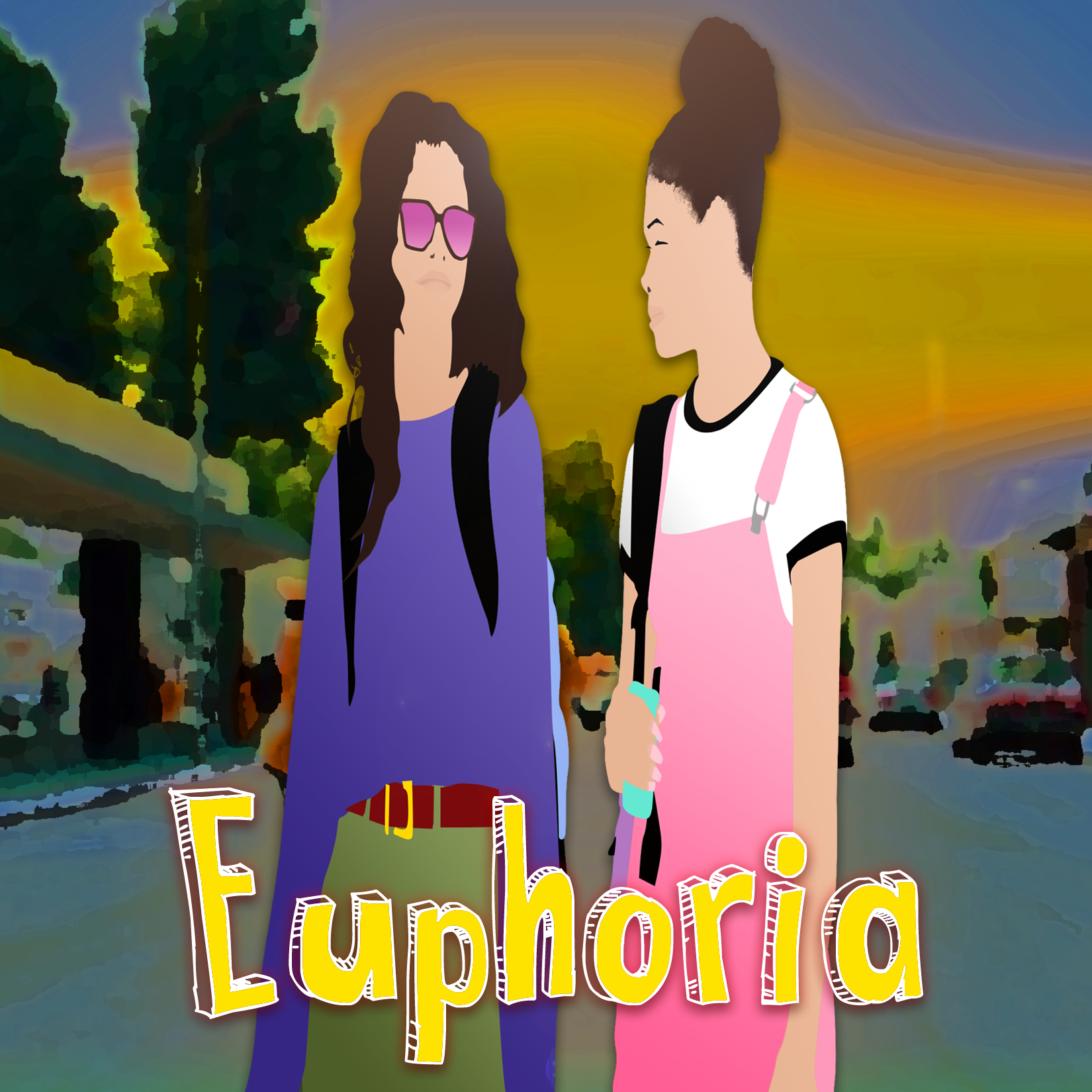 rue bennett gia bennett zendaya storm reid euphoria tv show hbo art by 9th maestro