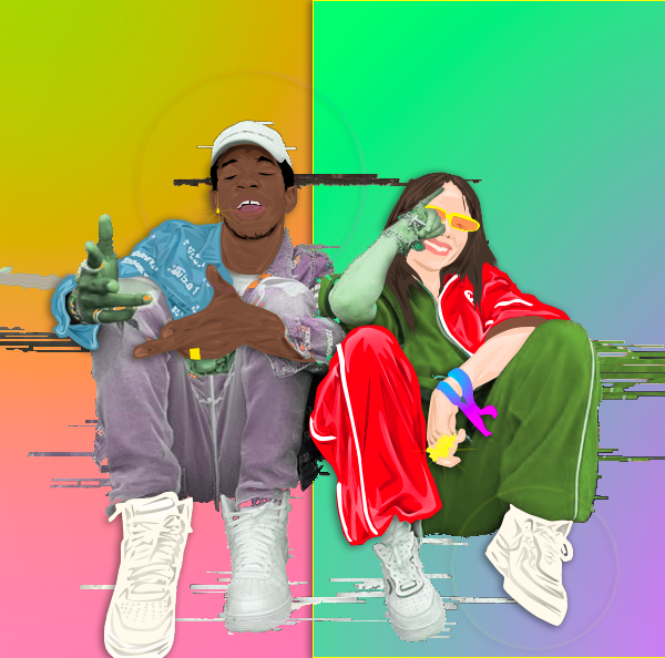 Lil Nas X and Billie Eilish digital art