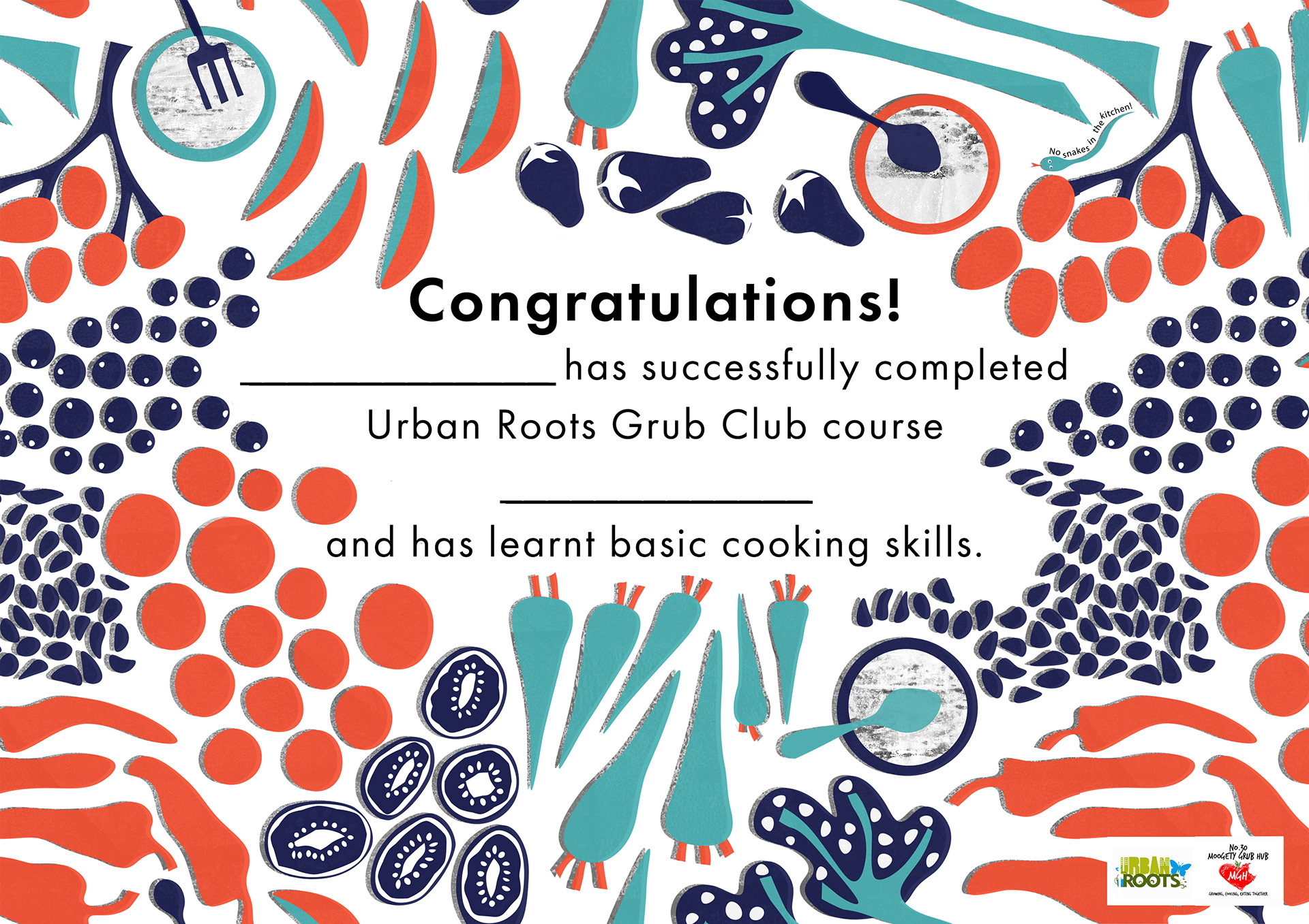 Cookery course certificate