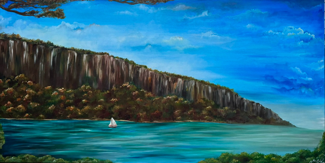 Commissioned custom landscape of the Hudson River Valley. Oil paint, 30in x 48in. 2024