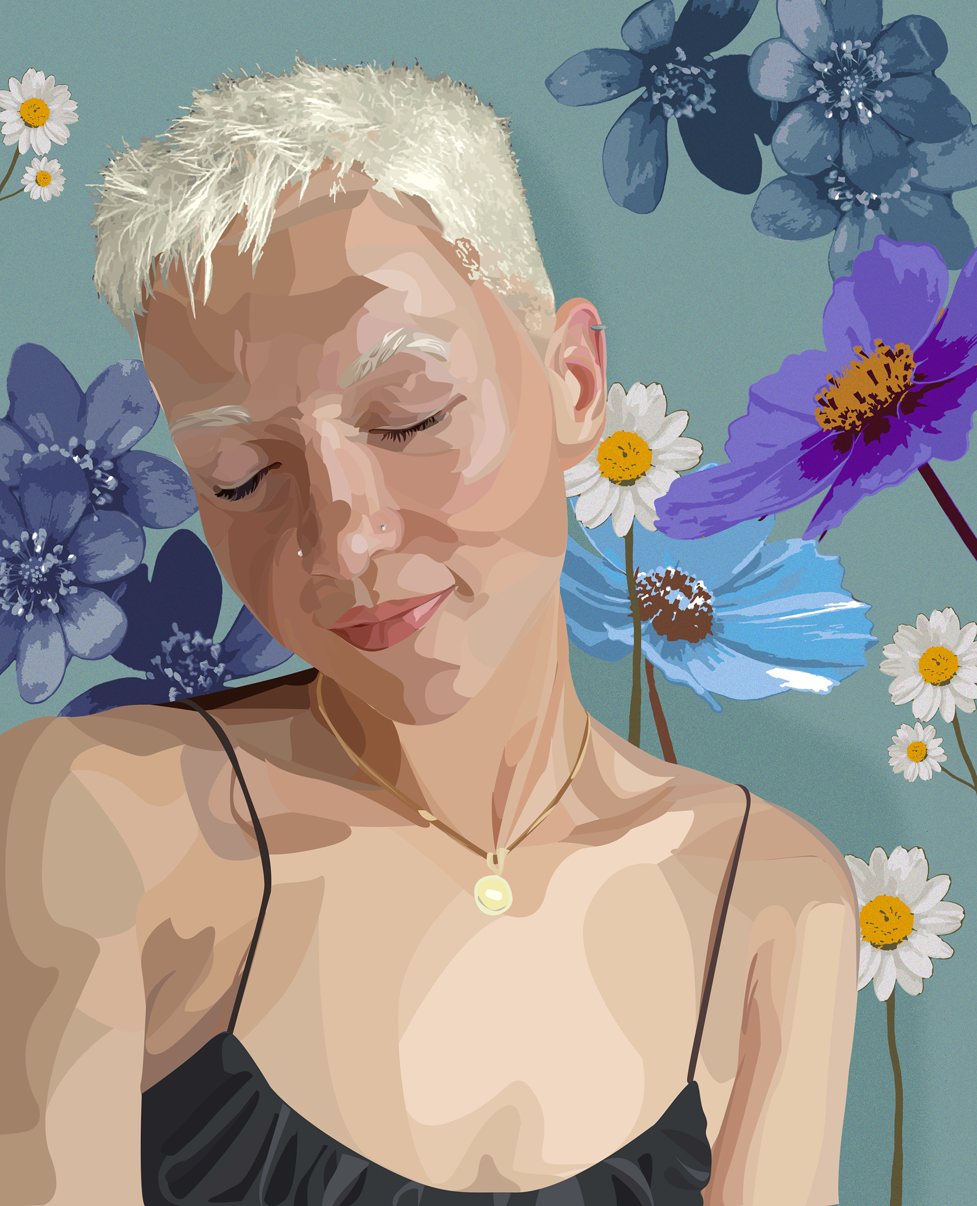 Vector portrait design/ collage. Adobe Illustrator. 2022