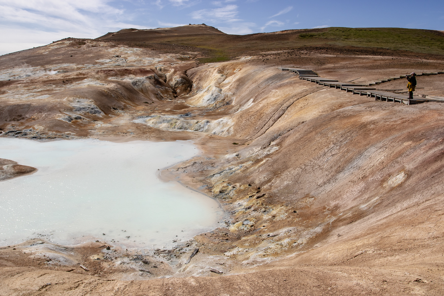 Inside the Leirhnjúkur volcanic crater.